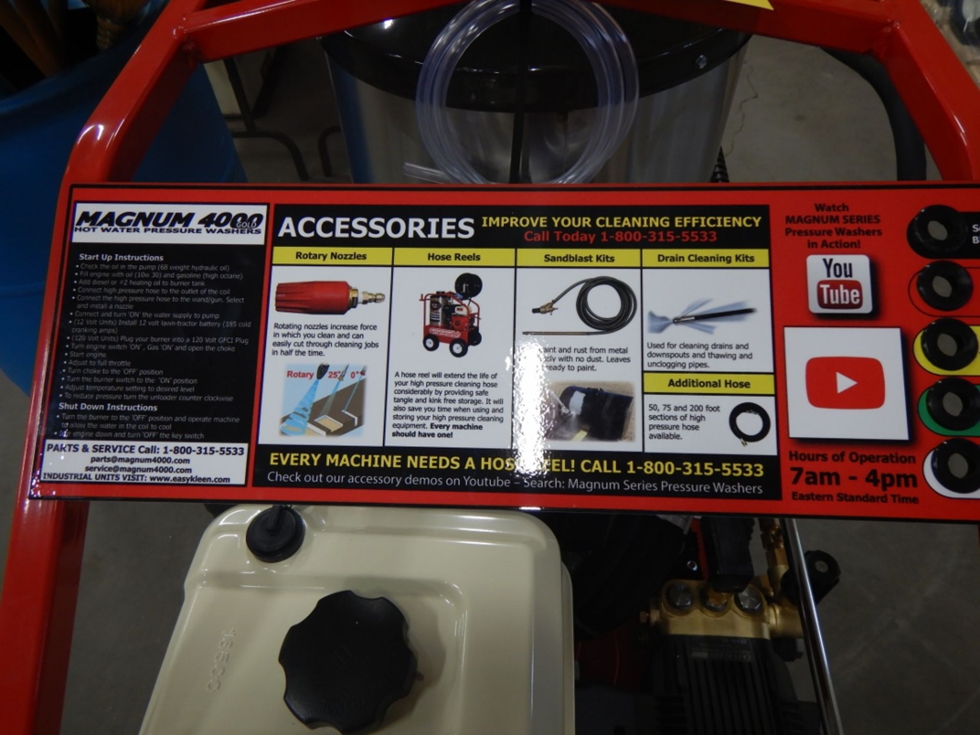 EASY KLEEN 4000 PSI HOT WATER PRESSURE WASHER DIESEL FIRED, 15HP ELECTRIC START ENGINE, WHEEL KIT, - Image 5 of 5