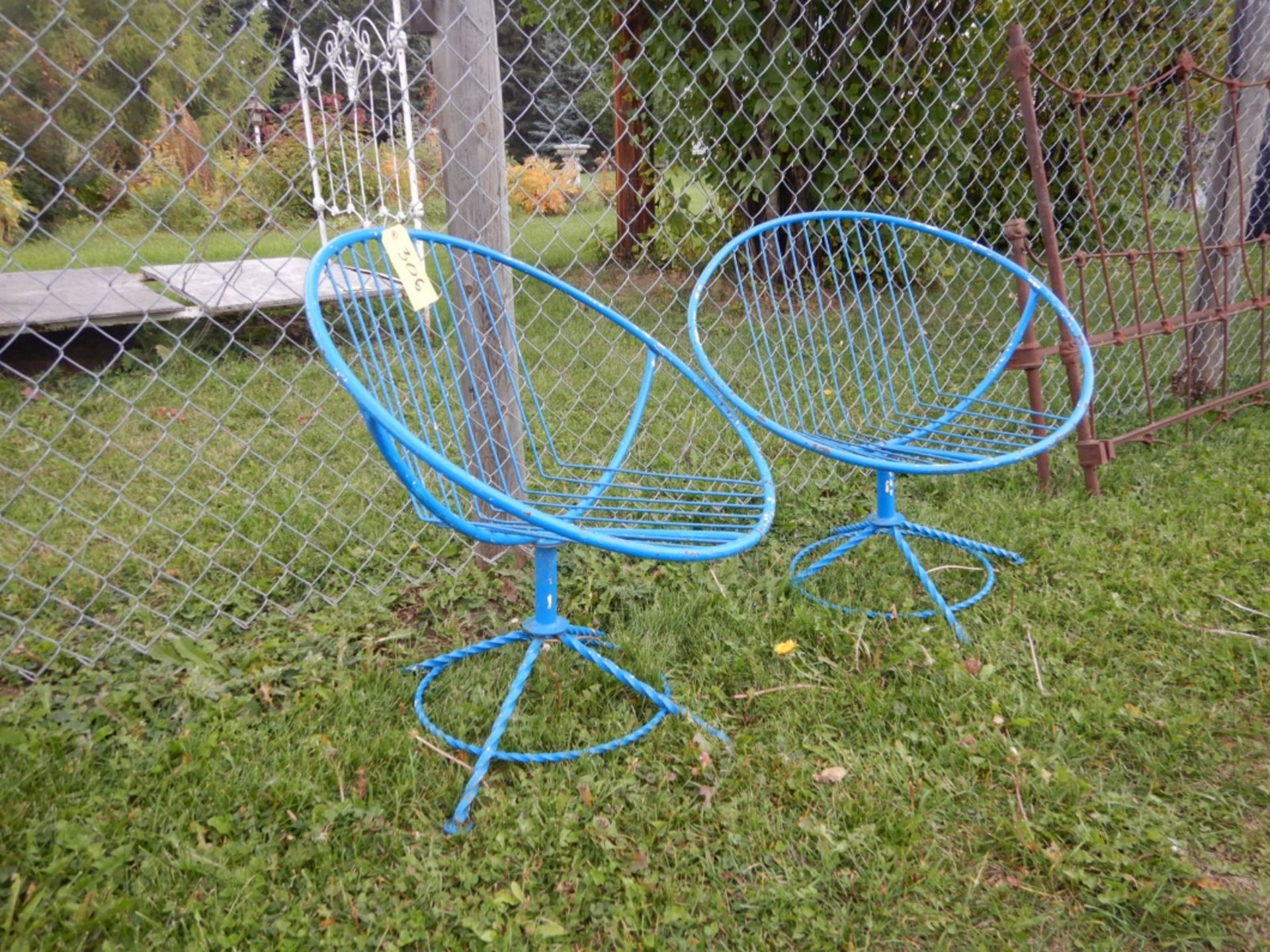 2-BLUE METAL PATIO CHAIRS