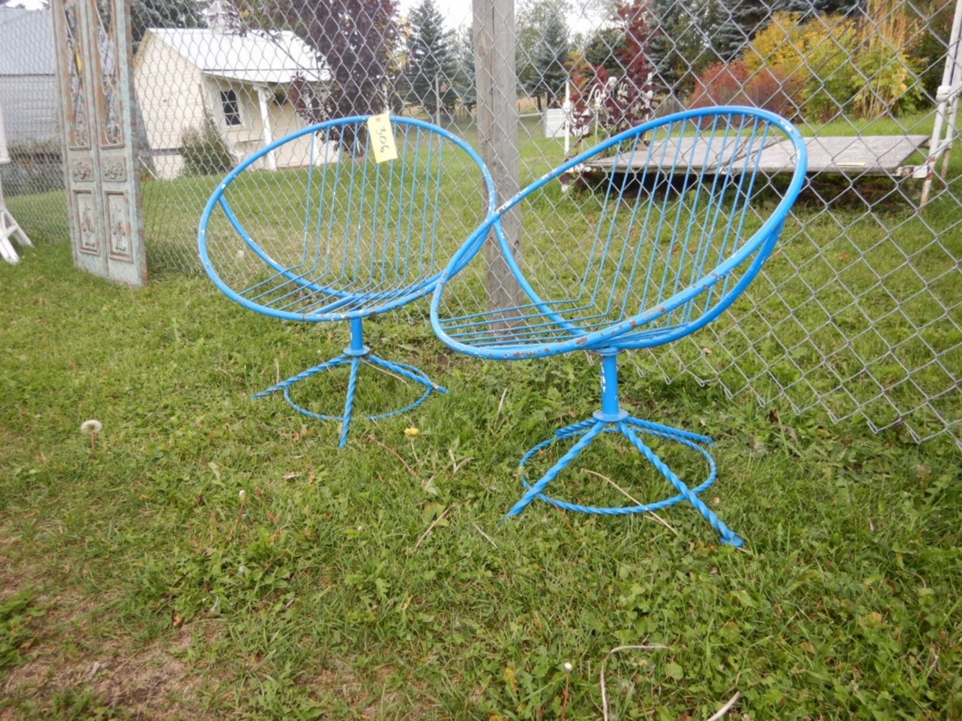 2-BLUE METAL PATIO CHAIRS - Image 2 of 2