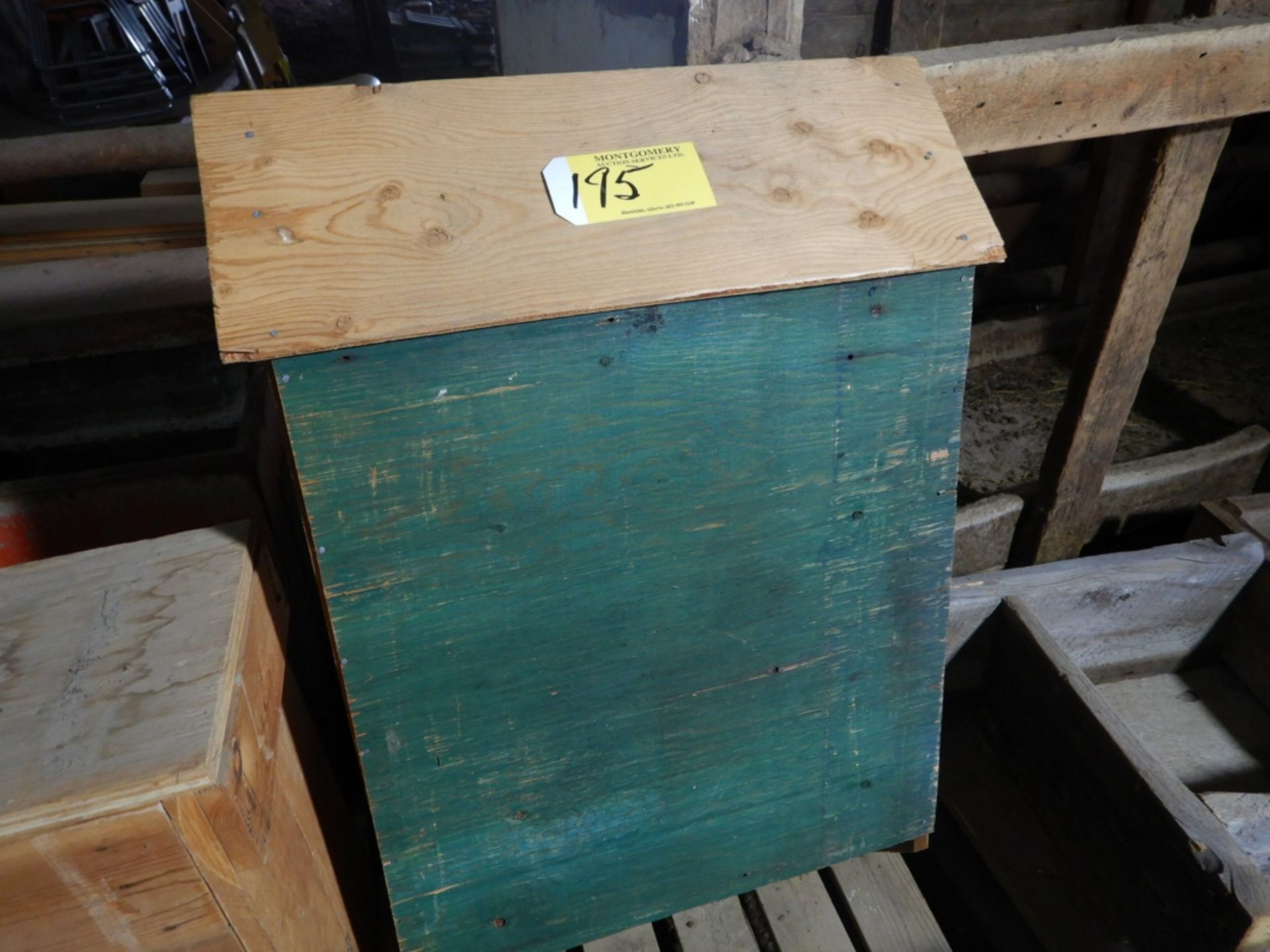 1-WOODEN CORNER SHELF W/GLASS DOOR, 1-WOOD BOX, BAT ROOST, ETC - Image 6 of 6