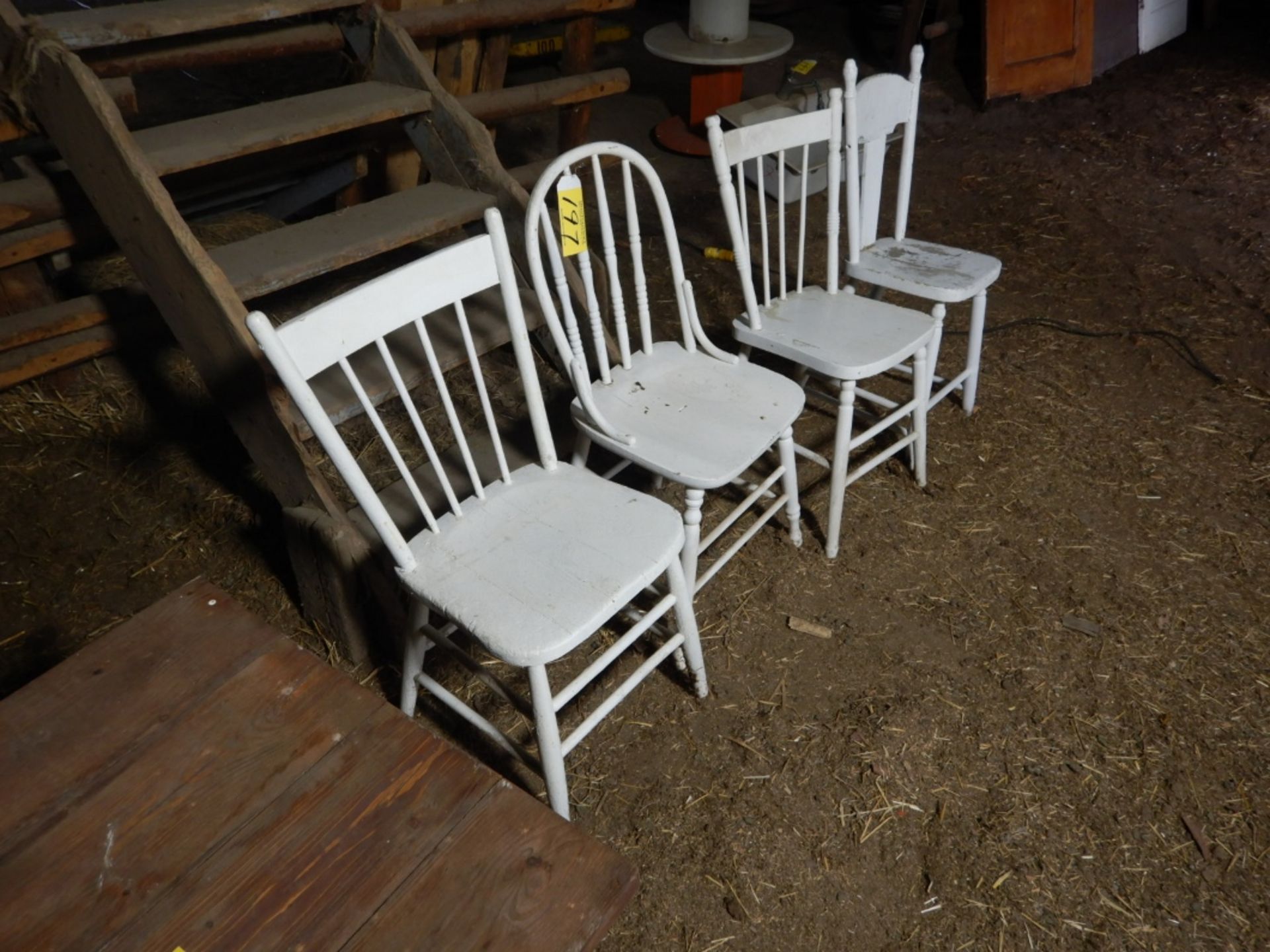 4-ASSORTED WOODEN CHAIRS PAINTED WHITE - Image 2 of 2