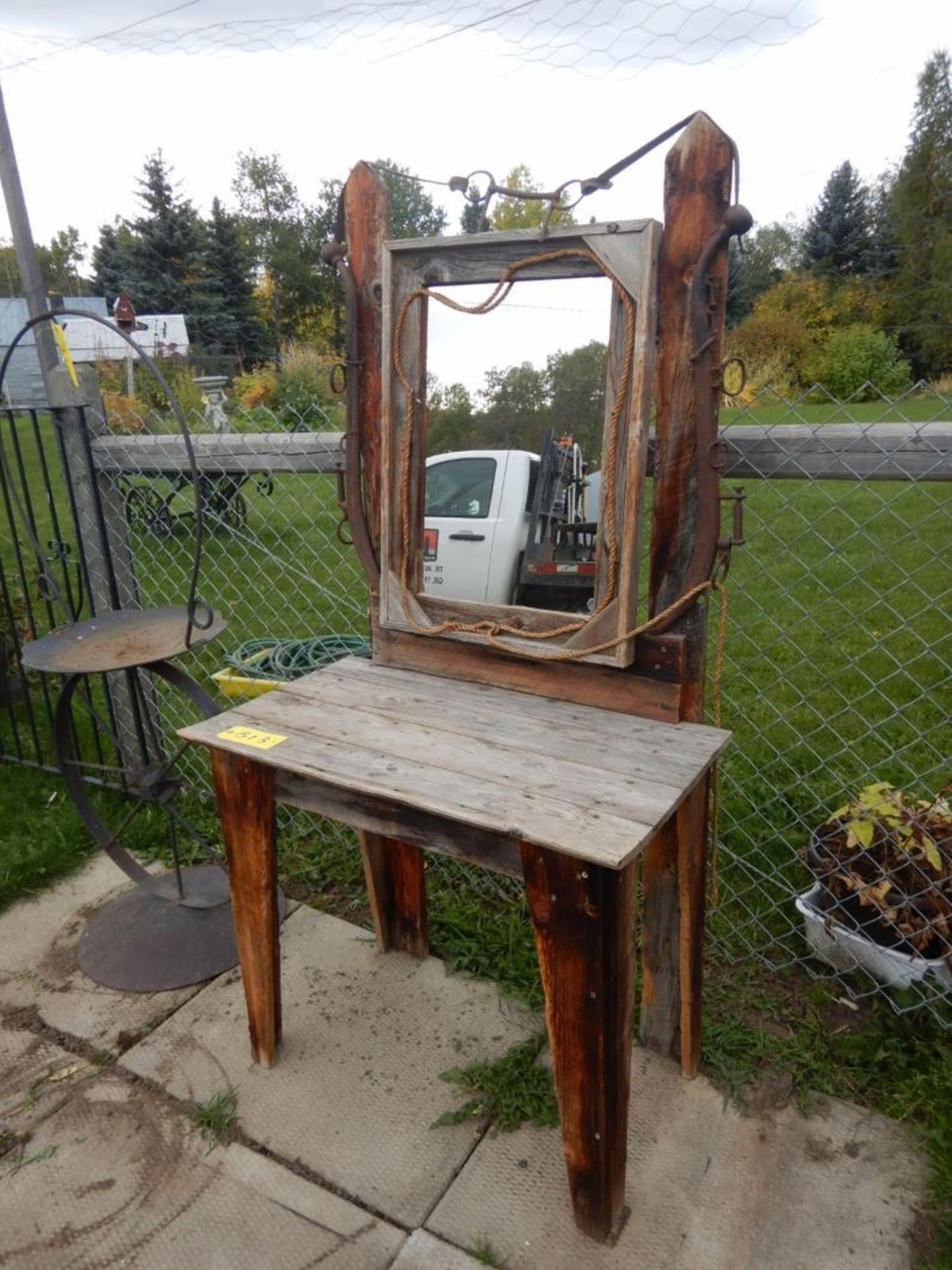 BARNWOOD 34"W TABLE AND MIRROR - Image 2 of 2