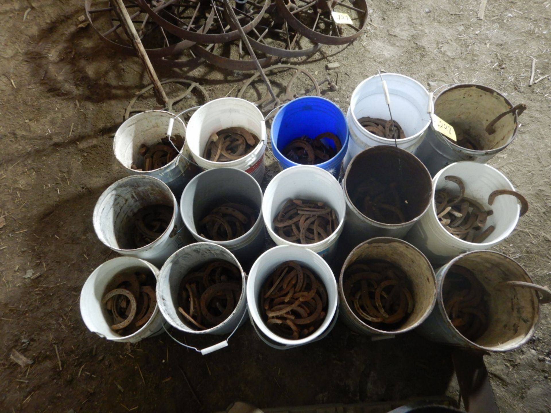 PAILS OF OLD USED HORSE SHOES - Image 2 of 3