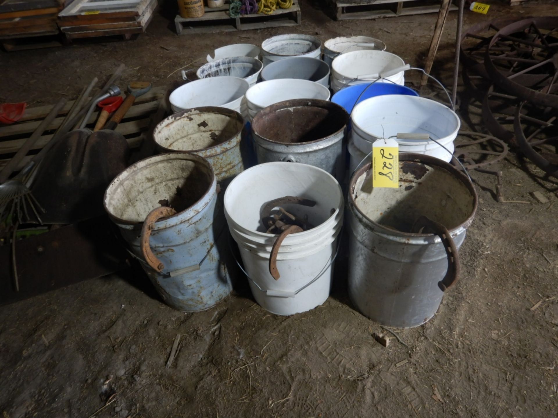 PAILS OF OLD USED HORSE SHOES