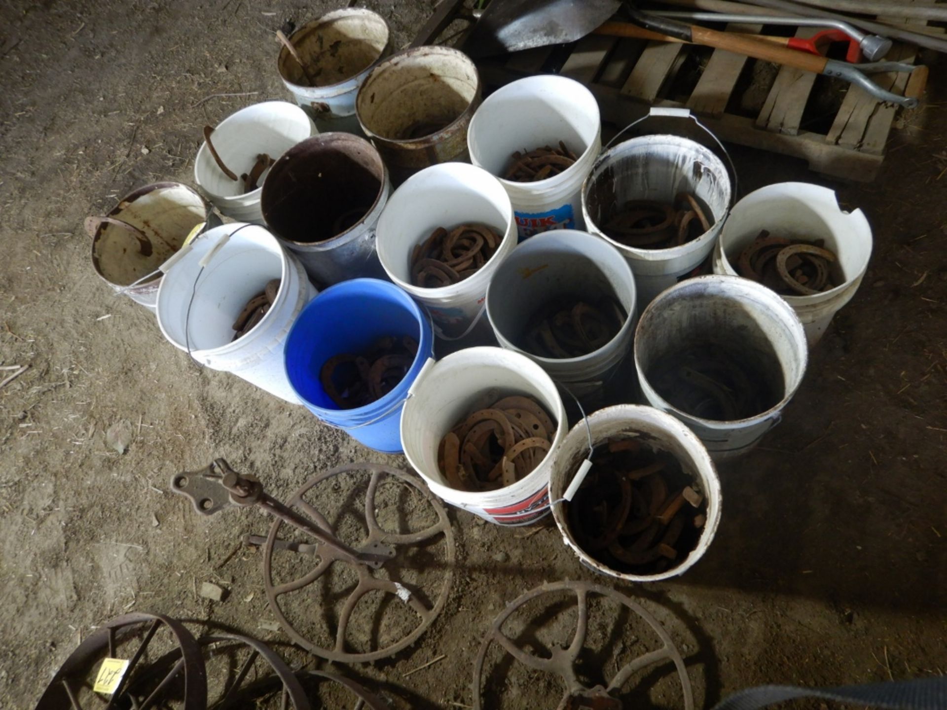 PAILS OF OLD USED HORSE SHOES - Image 3 of 3
