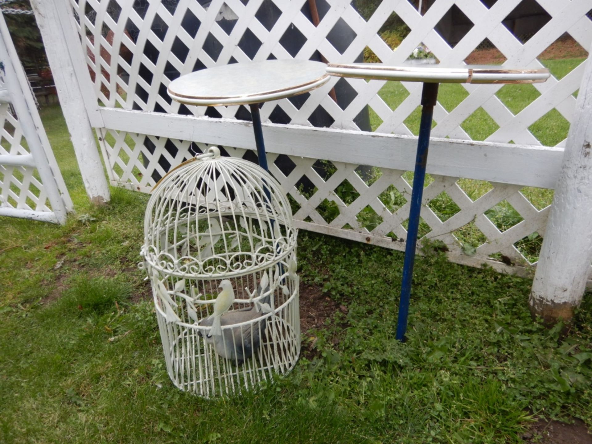 BIRD CAGE, 2-16" PLANT TABLES - Image 2 of 2