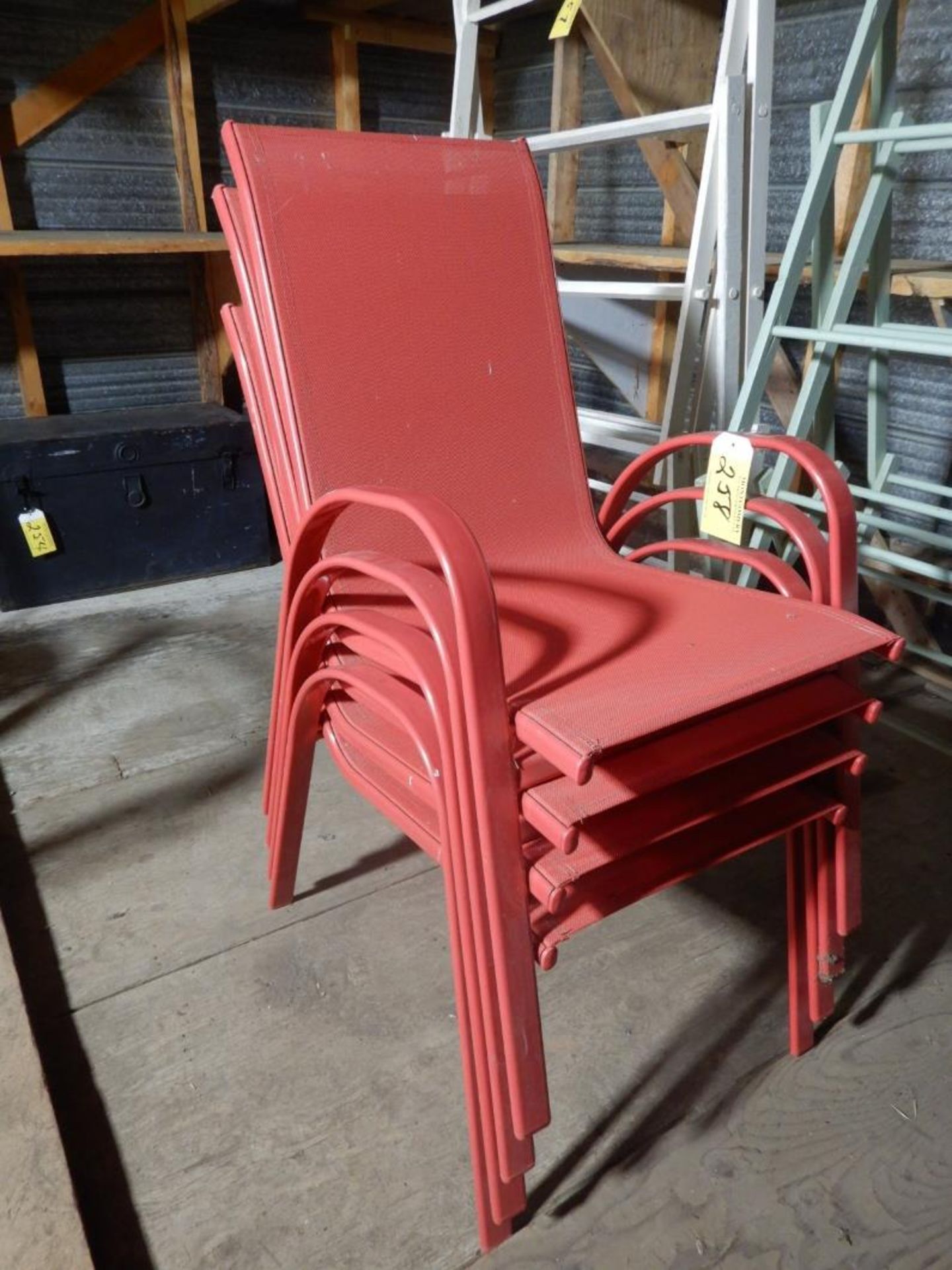 4-RED PATIO CHAIRS