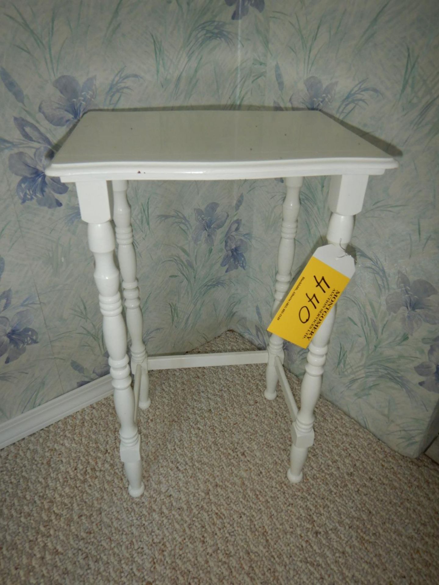 WOODEN WHITE OCCASIONAL TABLE, 14"WX11"DX24"H