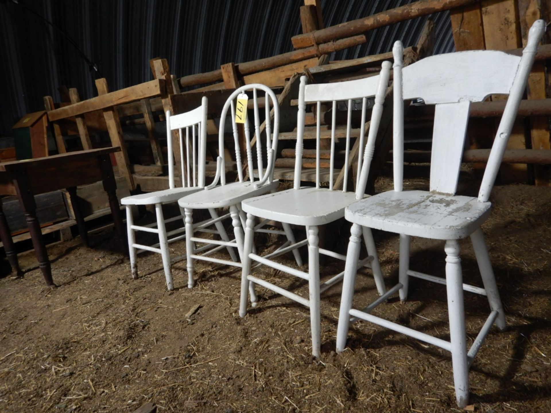 4-ASSORTED WOODEN CHAIRS PAINTED WHITE