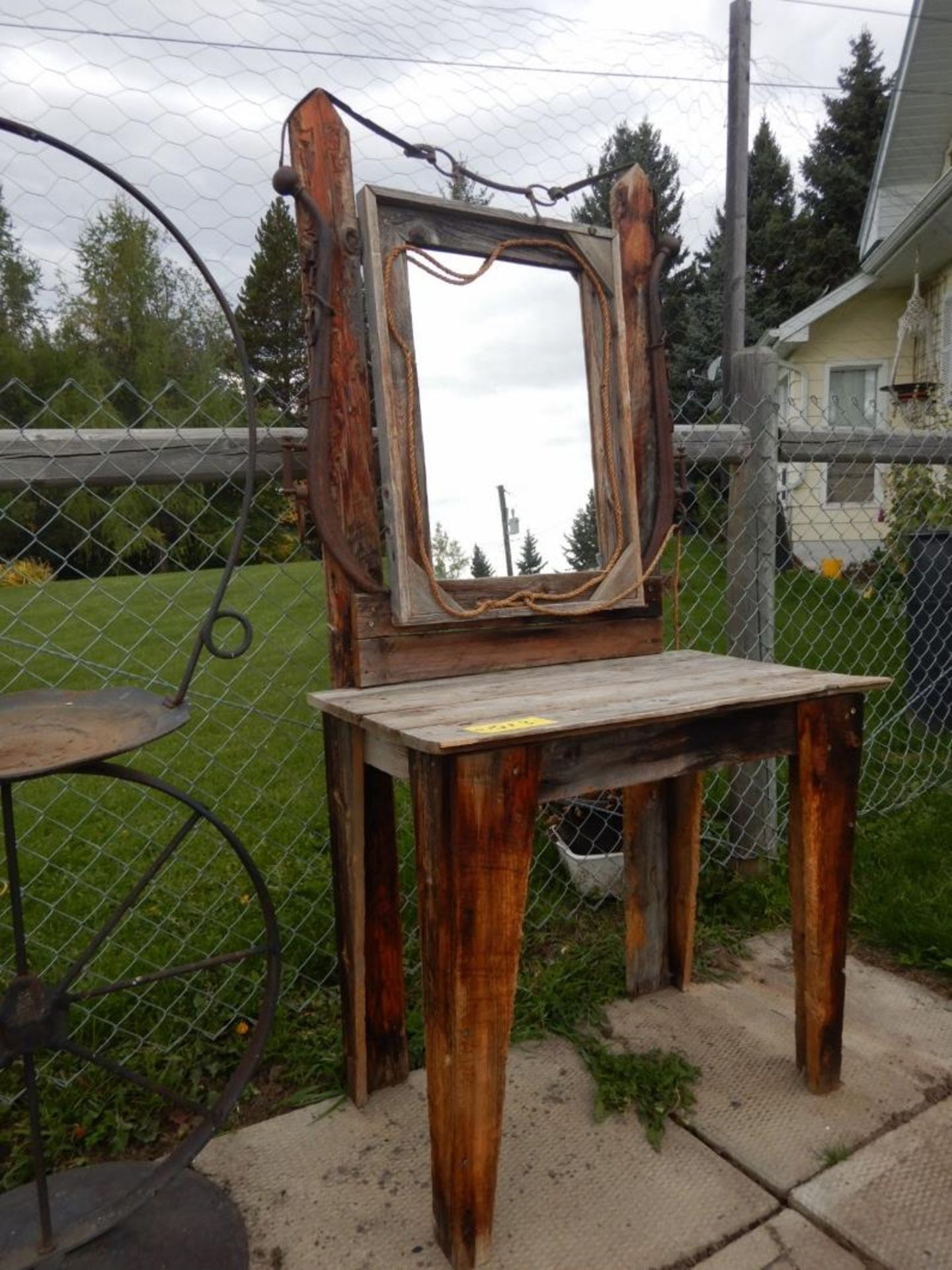 BARNWOOD 34"W TABLE AND MIRROR