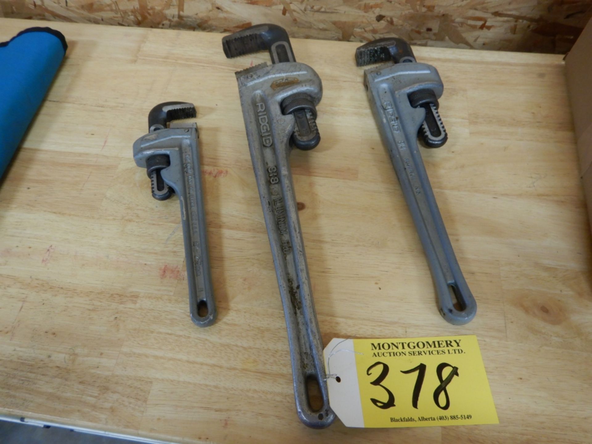 3-RIDGID ALUMINUM PIPE WRENCHES - 18IN, 14IN, 10IN