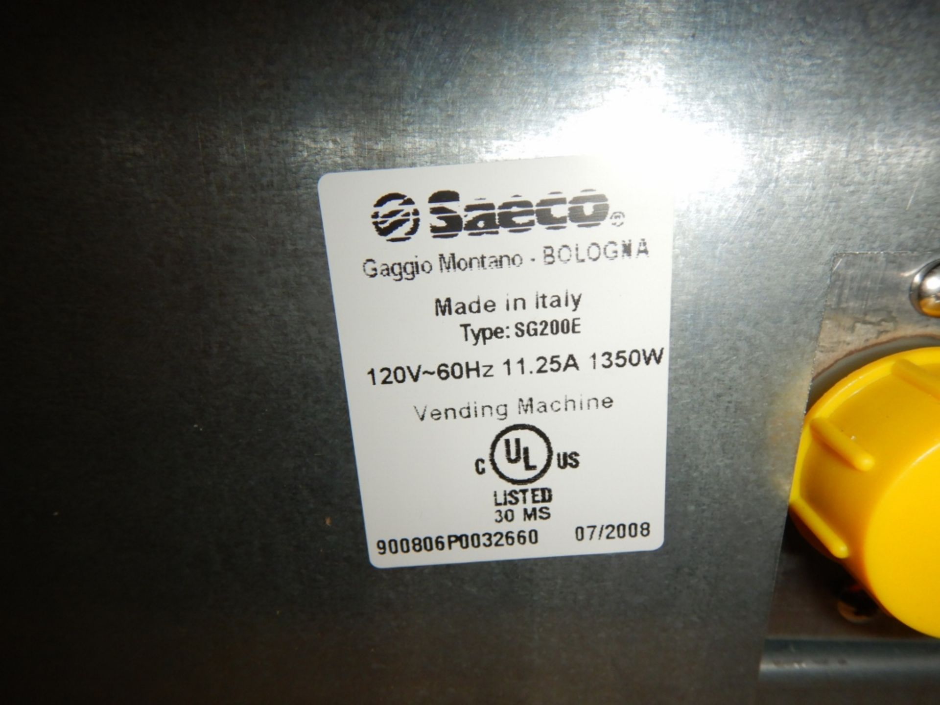 SAECO SG200 VENDING MACHINE FOR HOT BEVERAGES W/ BASE CABINET MB. - Image 6 of 13