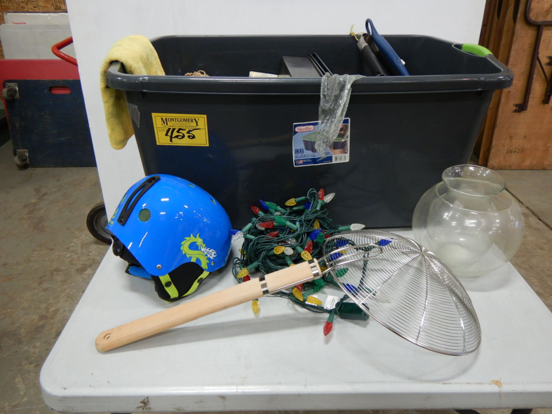 L/O ASSORTED HOUSE HOLD PRODUCTS, BBQ UTENSILS, CHRISTMAS LIGHTS, BIKE HELMET, ETC. - Image 2 of 4