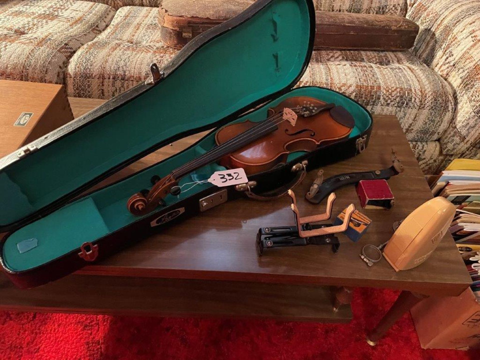 BAUCH VIOLIN IN CASE W/ ASSORTED ACCESSORIES