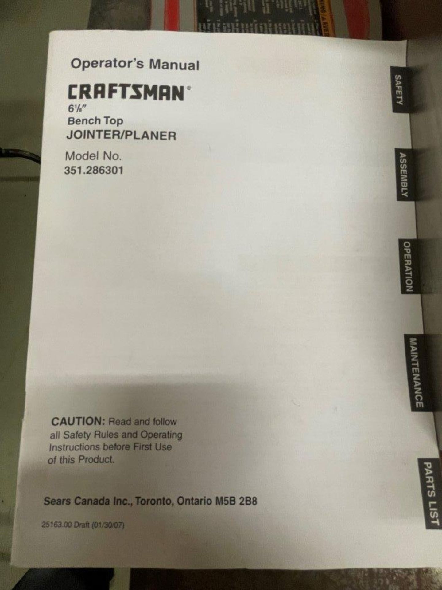 CRAFTSMAN 6-1/8IN BENCH TOP JOINTER/PLANER MOD. 351.286301 - Image 5 of 5