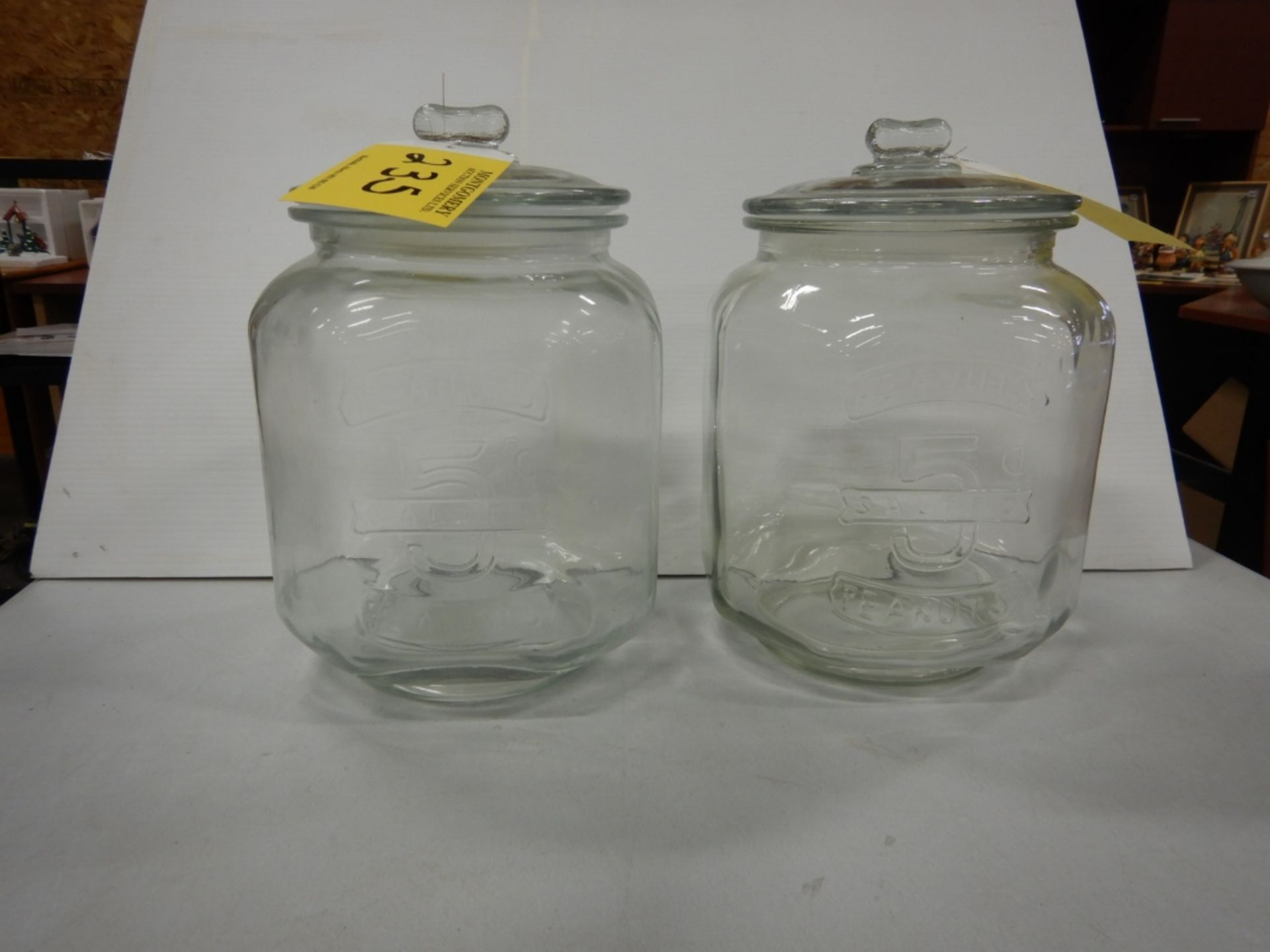 L/O 2SALTED PEANUT LARGE GLASS CANNISTERS JARS