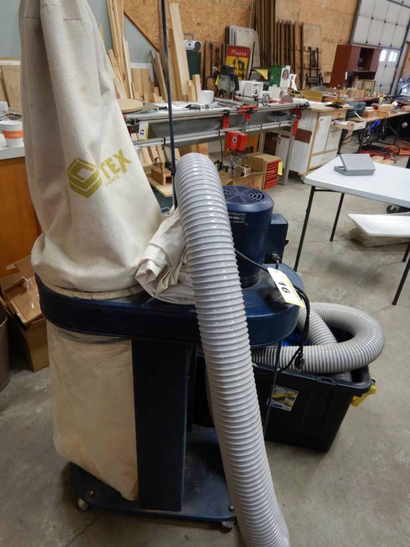 MASTERCRAFT DUAL BAG DUST COLLECTOR MOD. 55-0045-4, W/ ASSORTED HOSES AND HOODS - Image 2 of 3