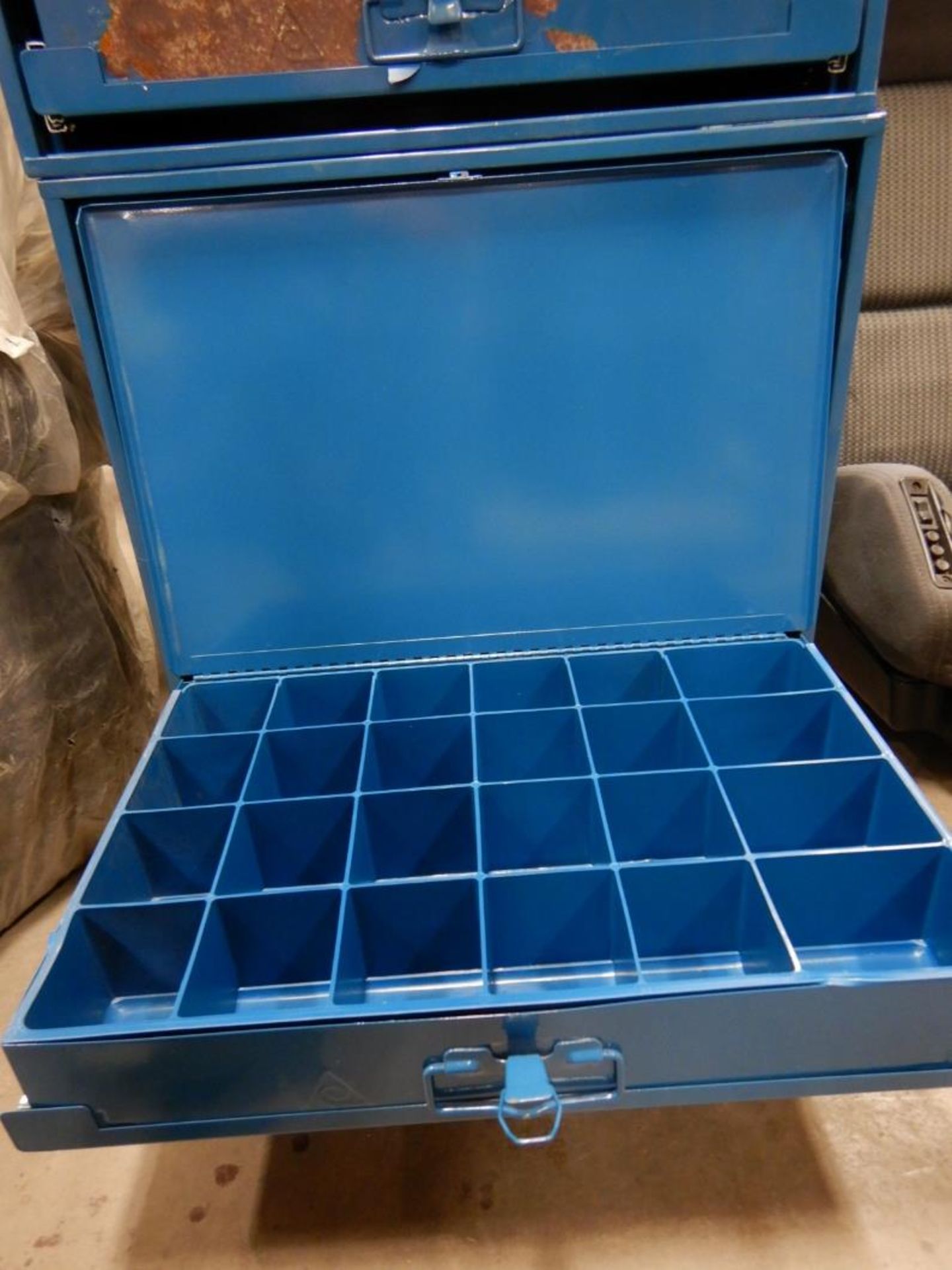 5-METAL HARDWARE STORAGE TRAYS AND TRAY RACK - Image 2 of 2