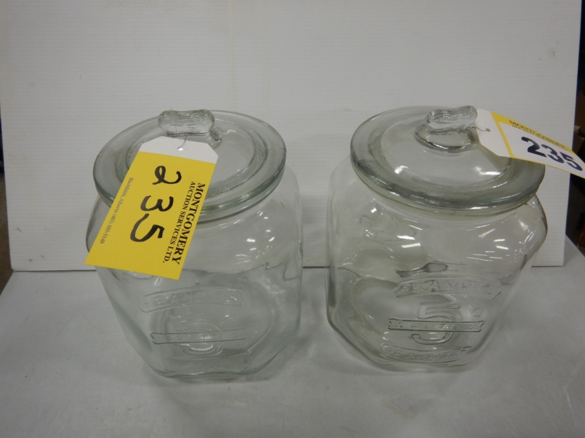 L/O 2SALTED PEANUT LARGE GLASS CANNISTERS JARS - Image 2 of 2