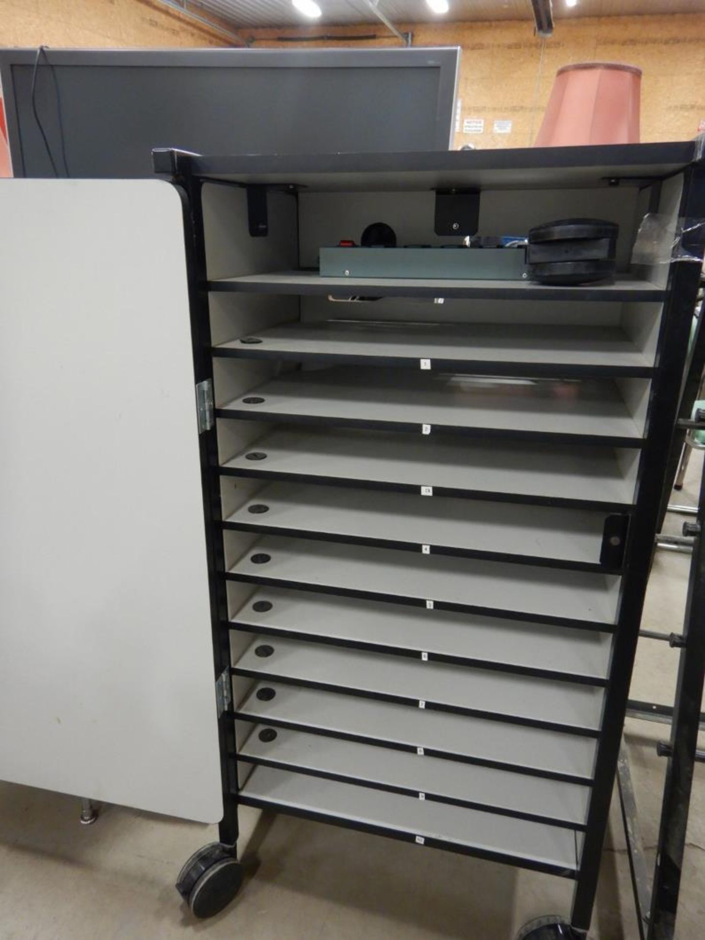 MOBILE STORAGE CABINET W/ CASTERS - ONE CASTER IS BROKEN. - Image 2 of 4