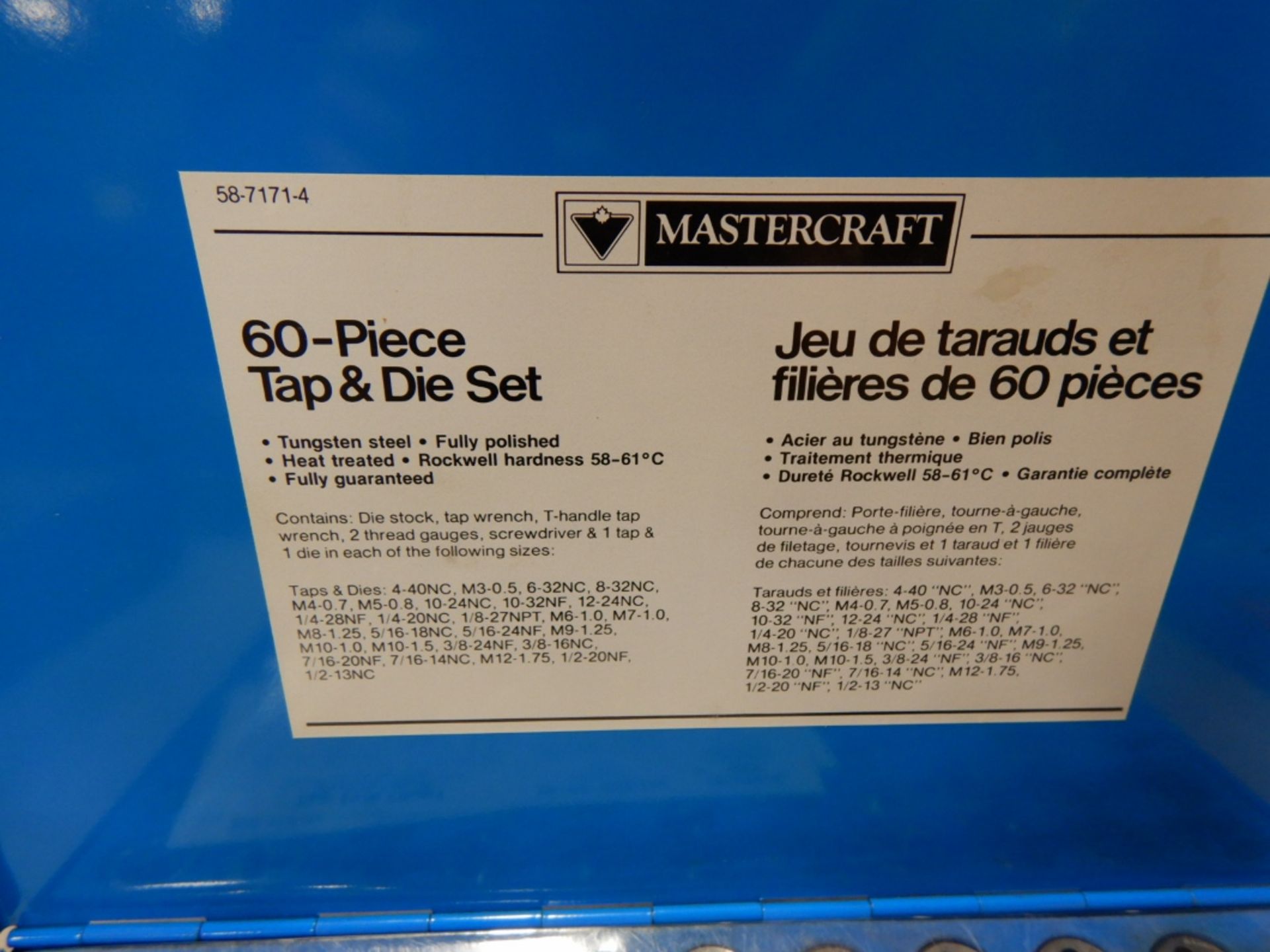 MASTERCRAFT 60 PCS. METRIC & STD.TAP & DIE SET - Image 3 of 3