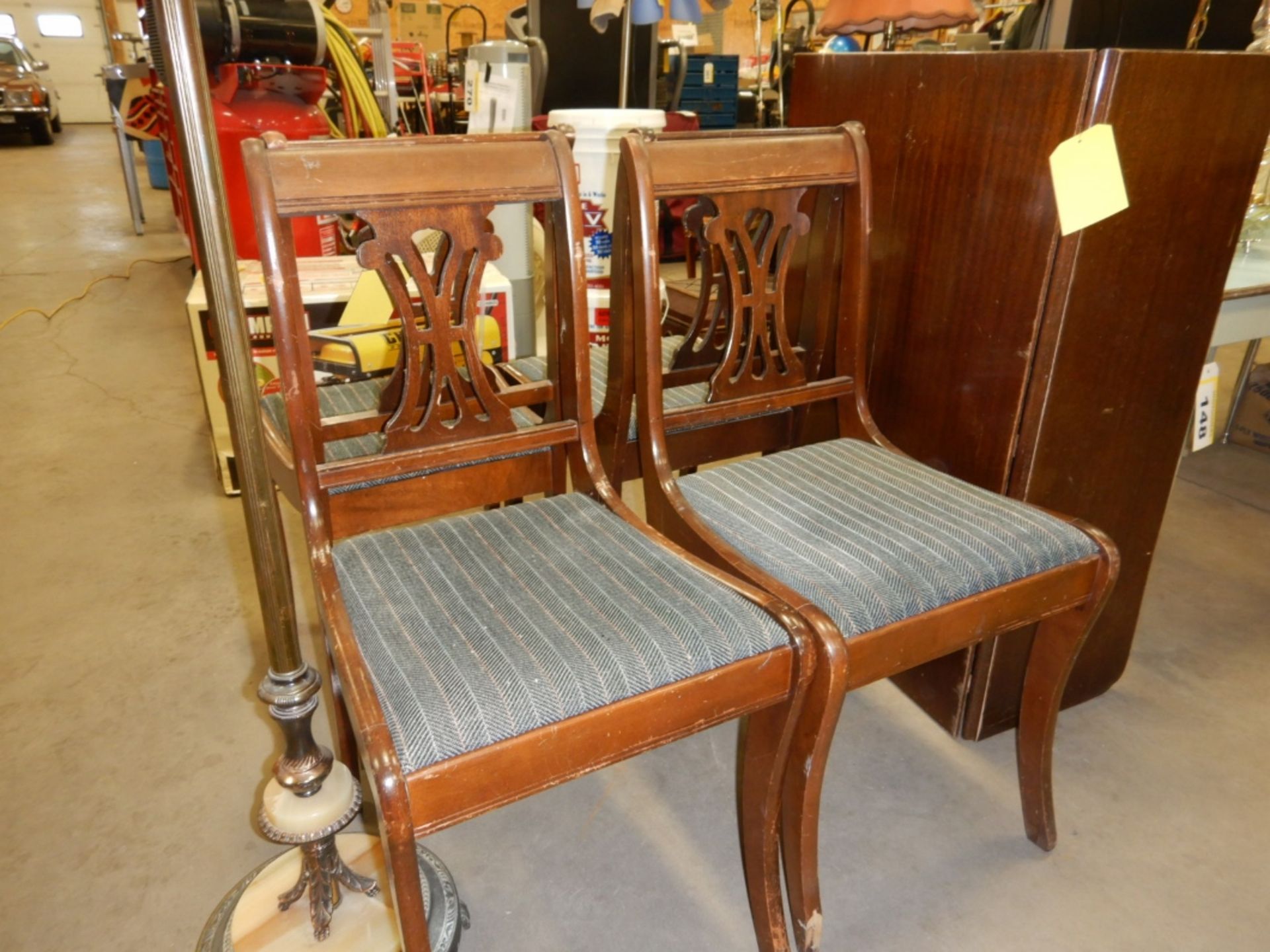 L/O 4-WOOD BACKED DINING ROOM CHAIRS W/WOOD DROP LEAF TABLE TOP - Image 2 of 3