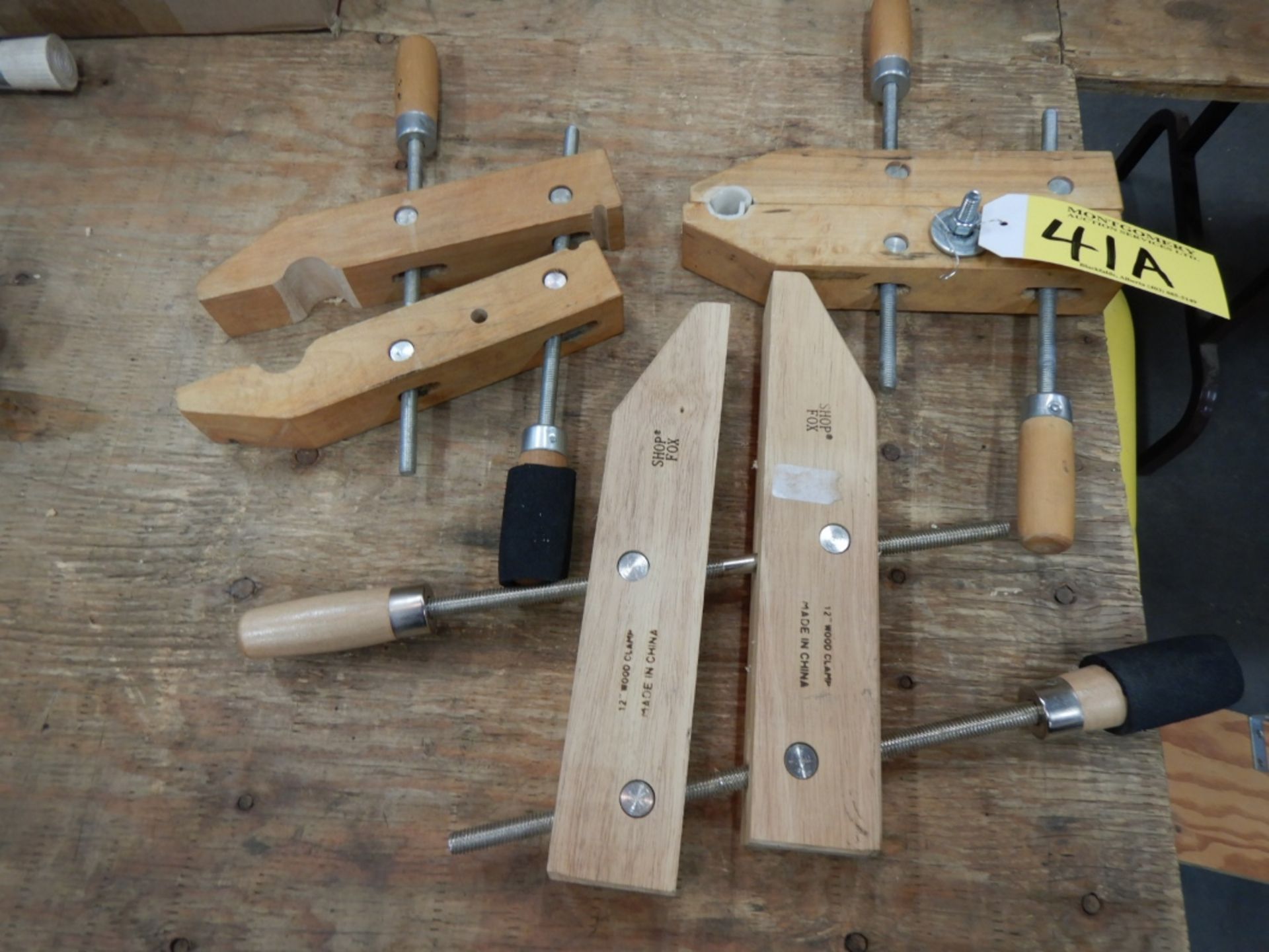 3-WOOD CLAMPS, 2 MODIFIED TO CLAMP DOWEL