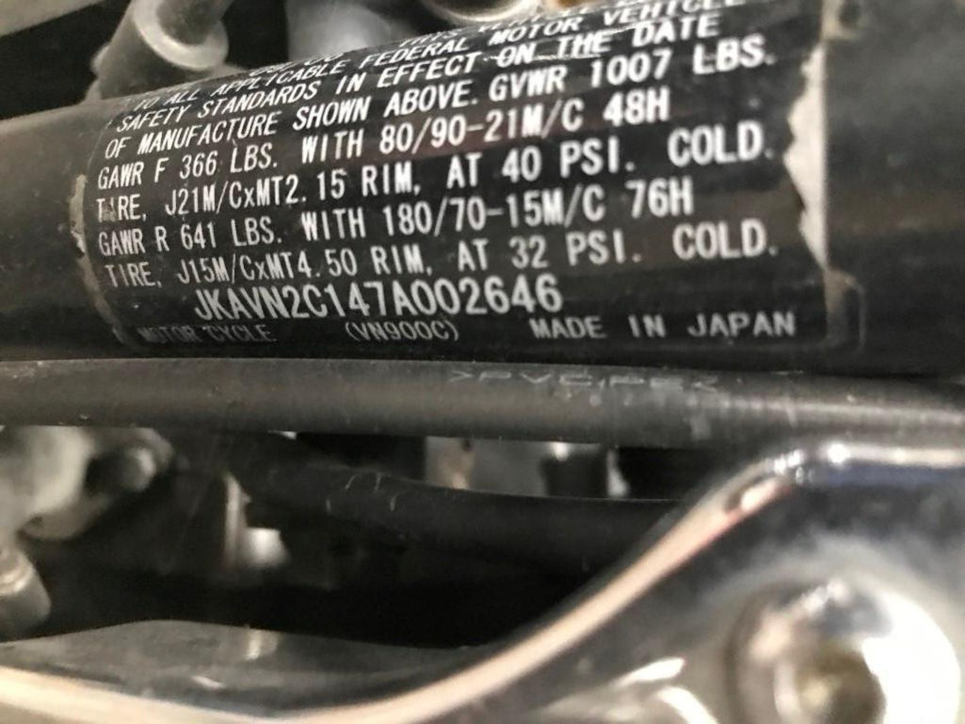 2007 Kawasaki VN900-C (PARTS ONLY) - Image 19 of 19