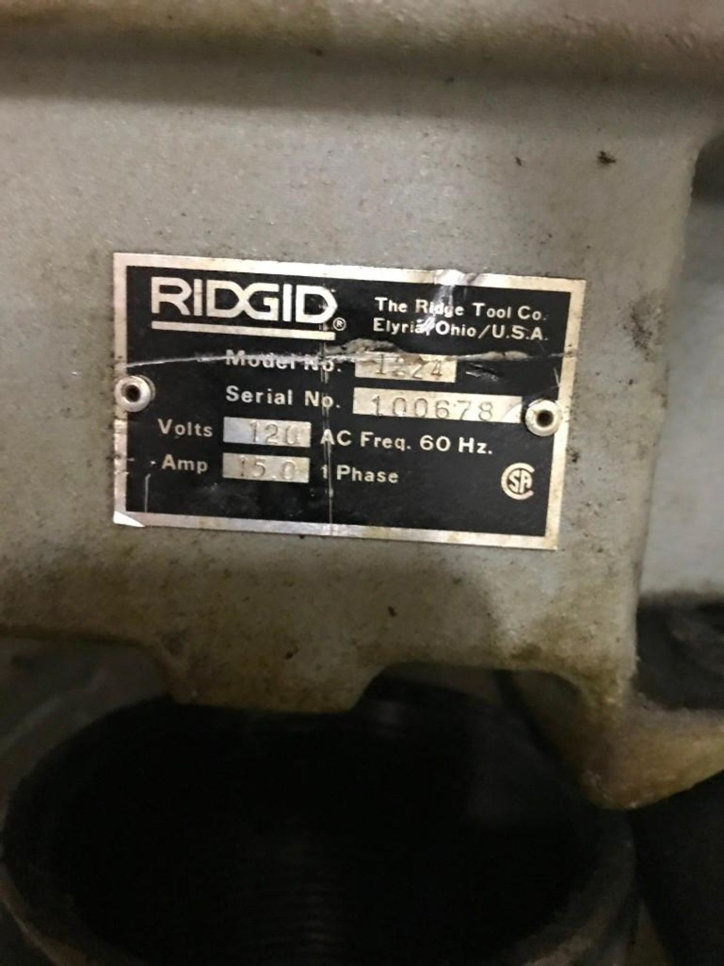 RIGID 1224 PIPE THREADING MACHINE - Image 6 of 12