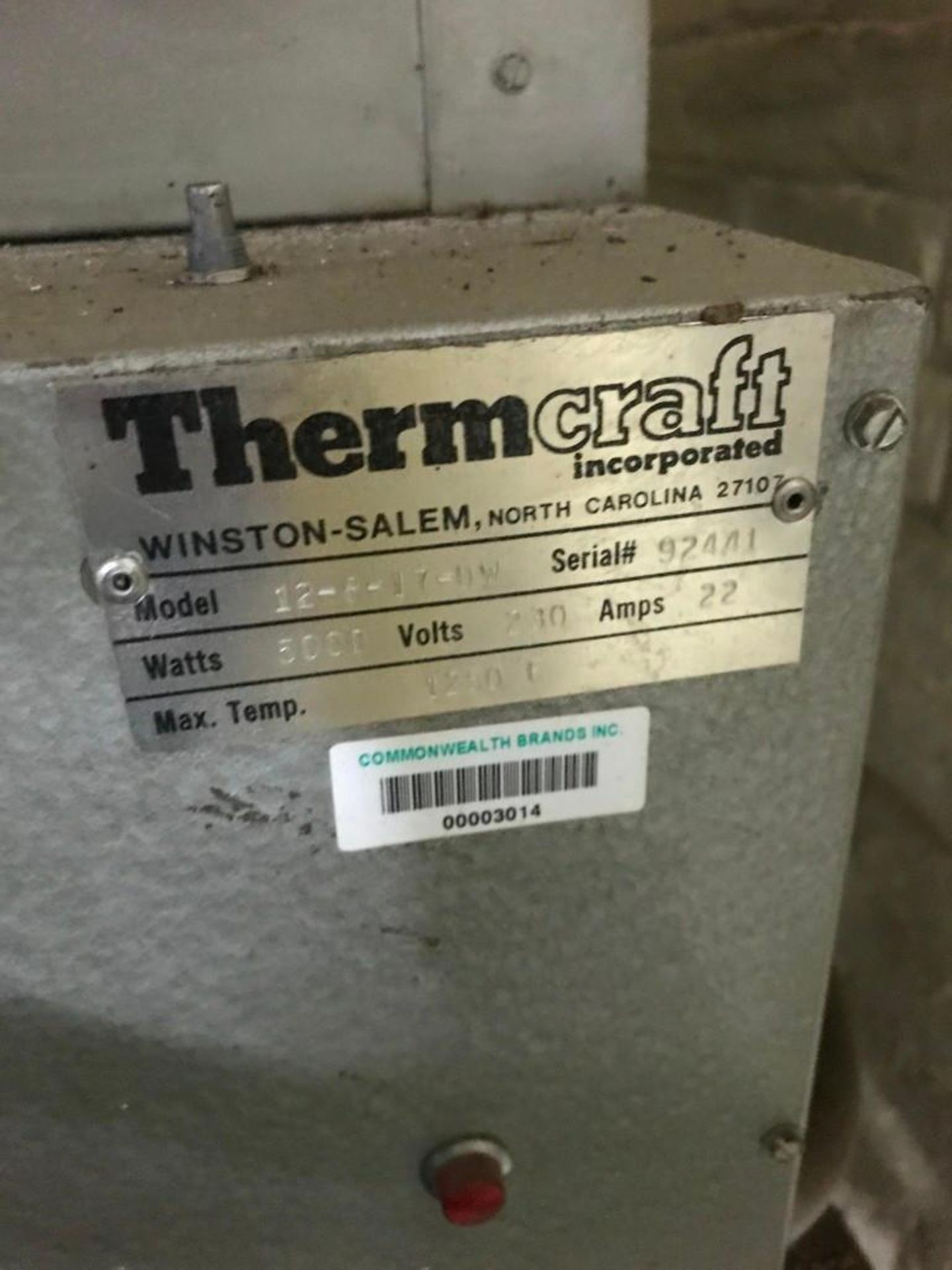 THERMACRAFT 12-8-17-DW BOX FURNACE - Image 6 of 9