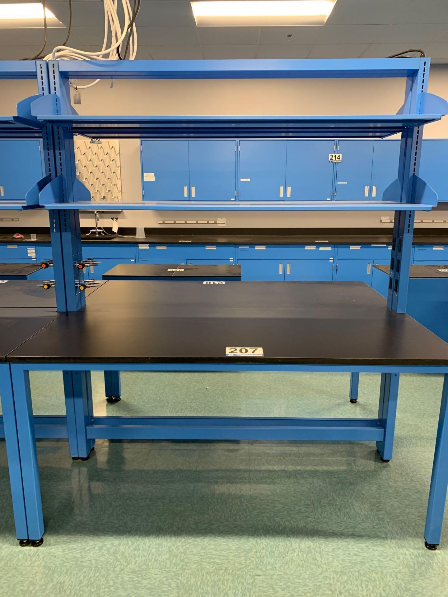 Like NEW AMS Metal Work Station with Electrical and Air connections. Two adjustable shelves. Made in