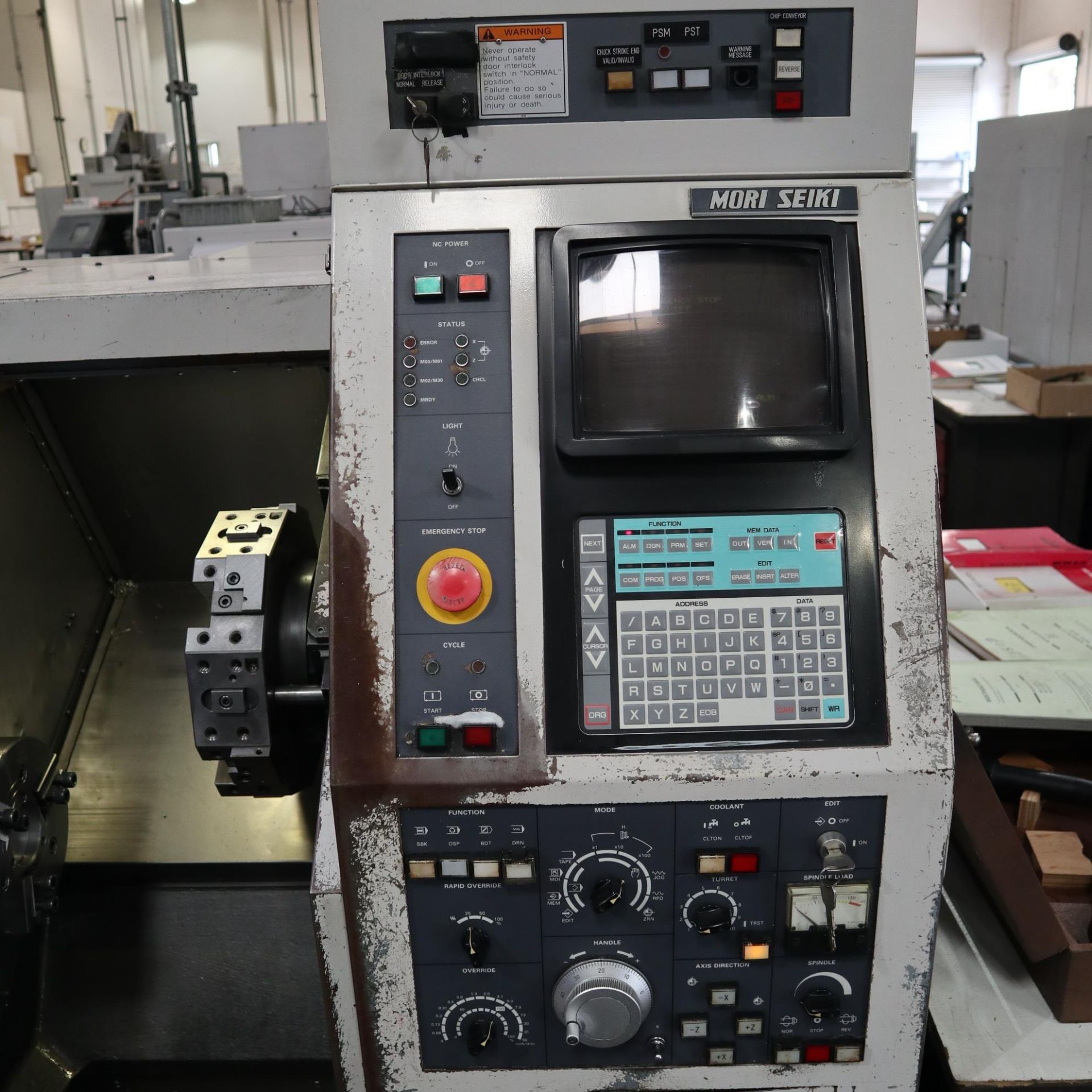 1995 MORI SEIKI CL-20A CNC LATHE, S/N 1517, TOOL SETTER, COLLET CHUCK, YASNAC CONTROL, MANUALS, TOOL - Image 6 of 8