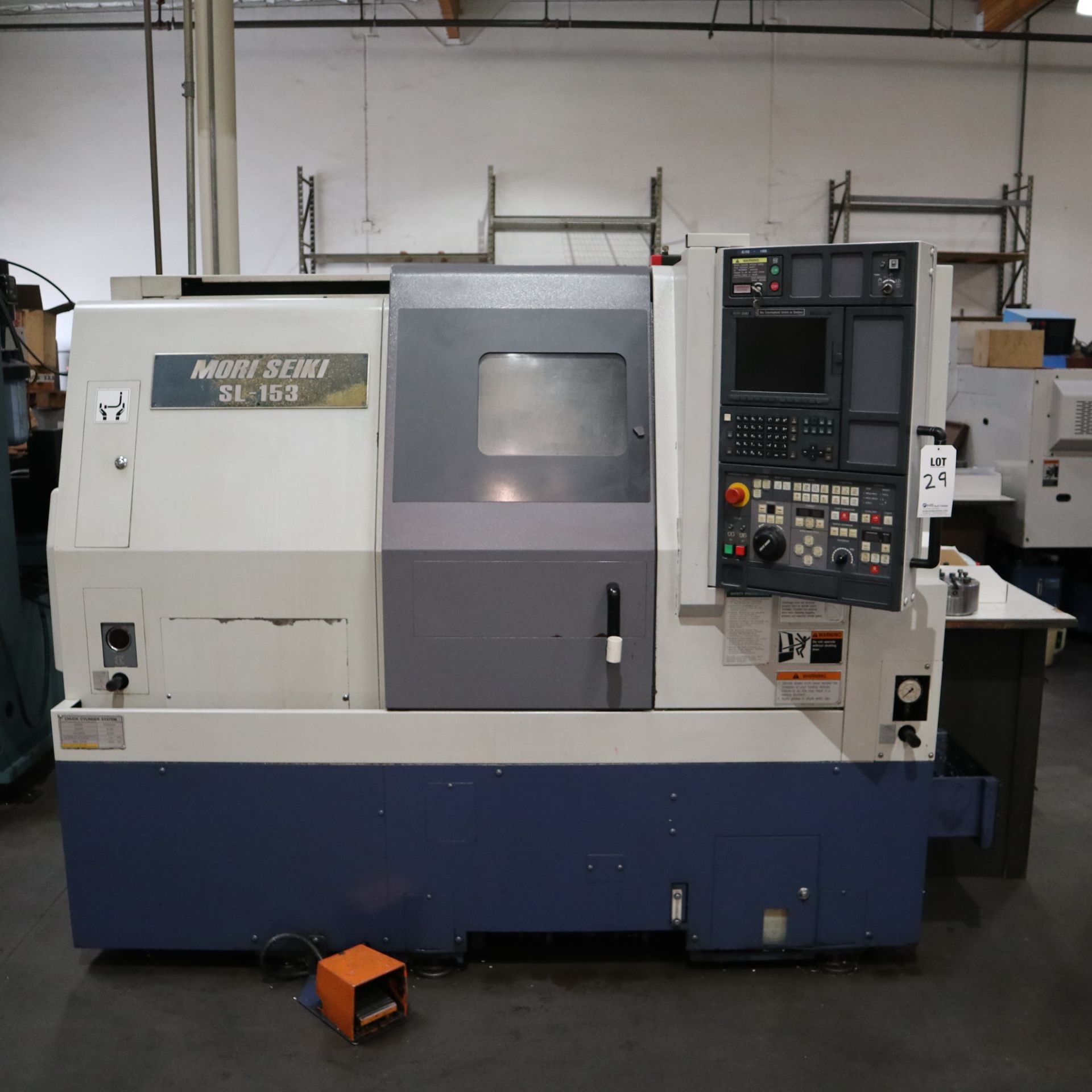 2001 MORI SEIKI SL153, MSG-500 CONTROL, 6” COLLET CHUCK, TAILSTOCK, CNC MODEL H-P-C CHIP CONVEYOR,