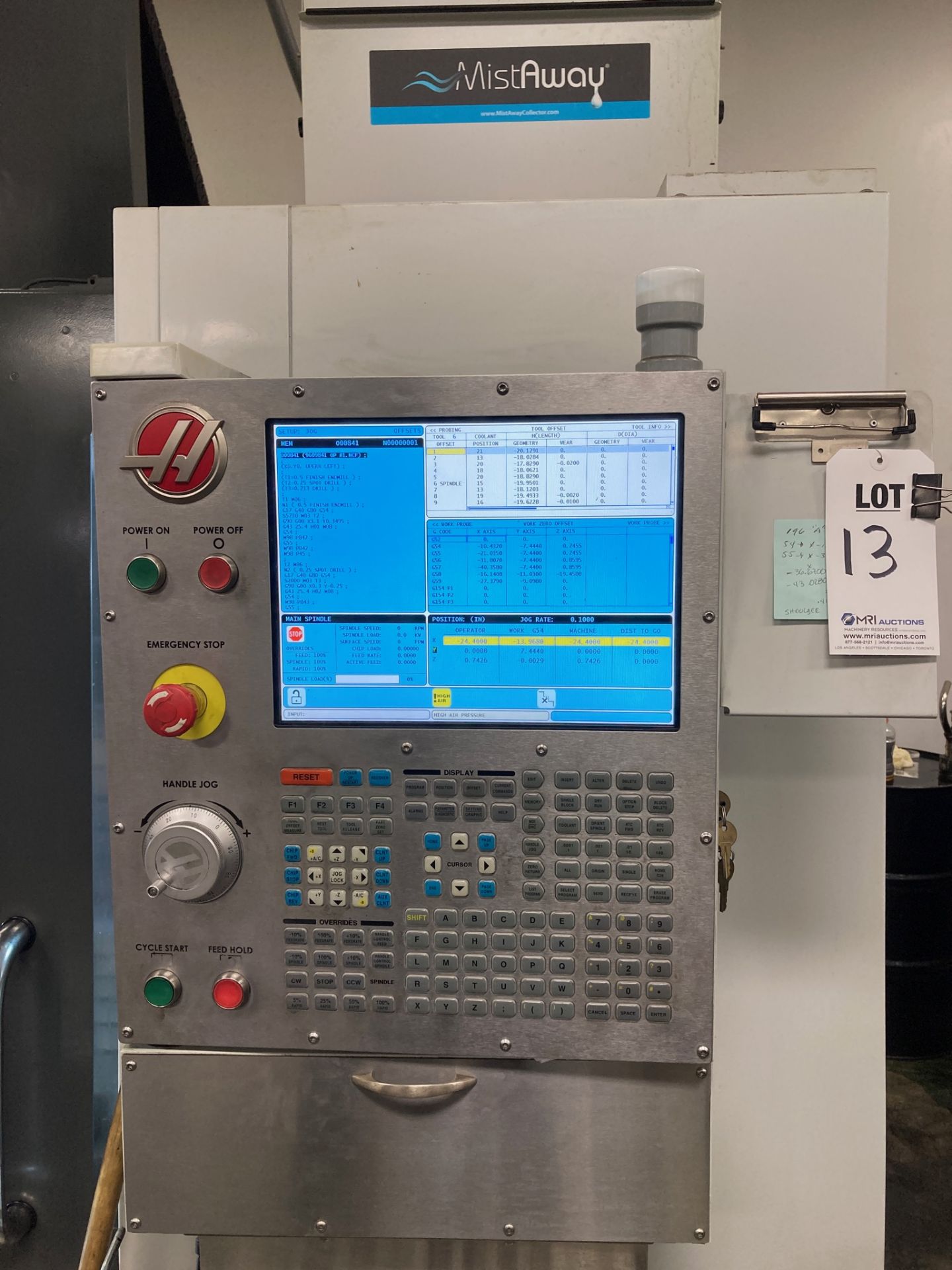 2014 HAAS VF-4SS, 30” X 16” X 20” TRAVELS, 12,000 RPM, USB PORT, BT-40 24 SIDE MOUNT TOOL CHANGER - Image 14 of 14