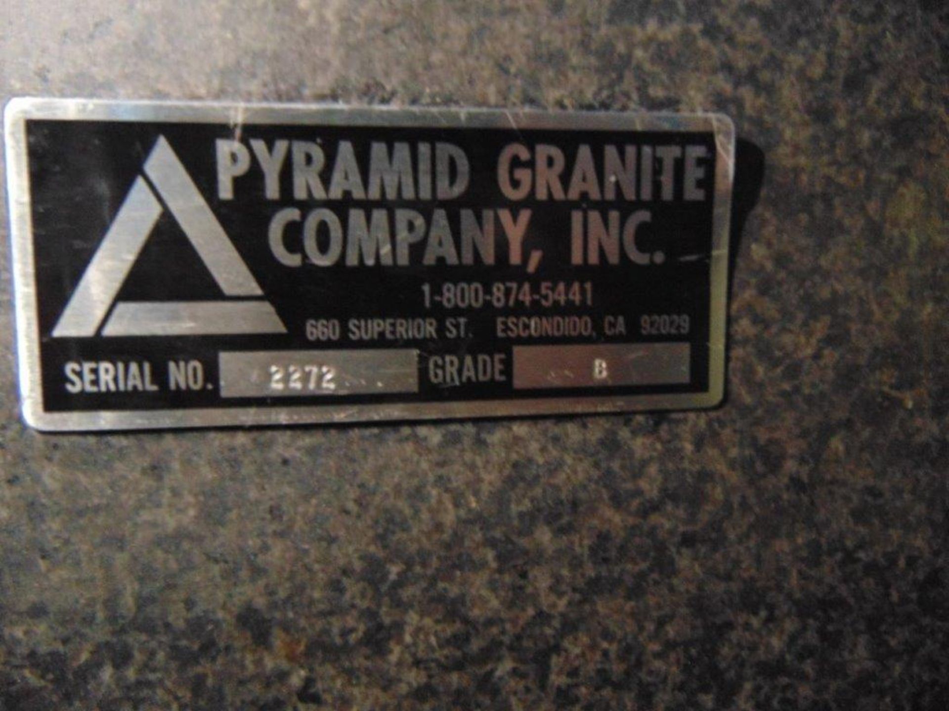 PYRAMID GRANITE INSPECTION TABLE, S/N 2272, B GRADE, 5' X 3' X 7" - Image 4 of 4