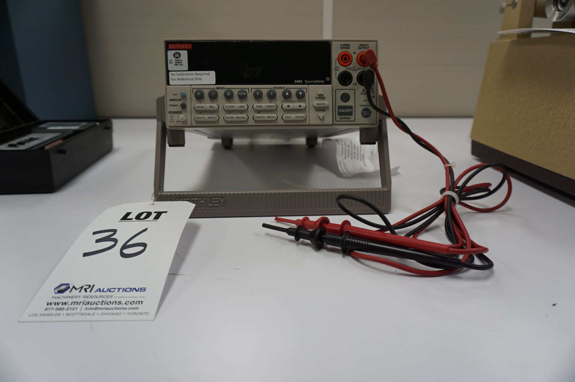 KEITHLY 2400 SOURCE METER, S/N 1238978, WITH POWER CABLE AND TESTERS