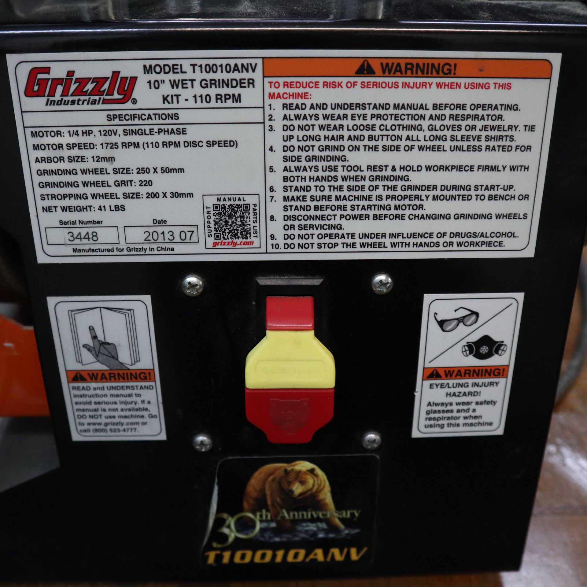 GRIZZLY T10010ANV 10" WET GRINDER - Image 2 of 2