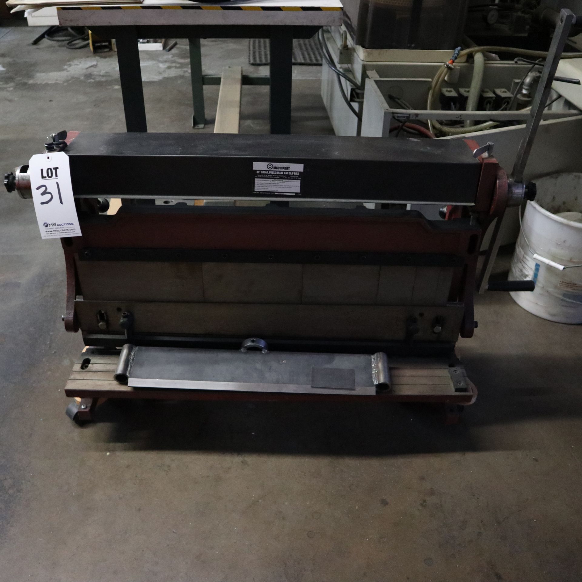 CENTRAL MACHINERY 30" SHEAR AND PRESS BRAKE, 30" WIDTH, 1", 2", 3", 6", 8", 10" DIES