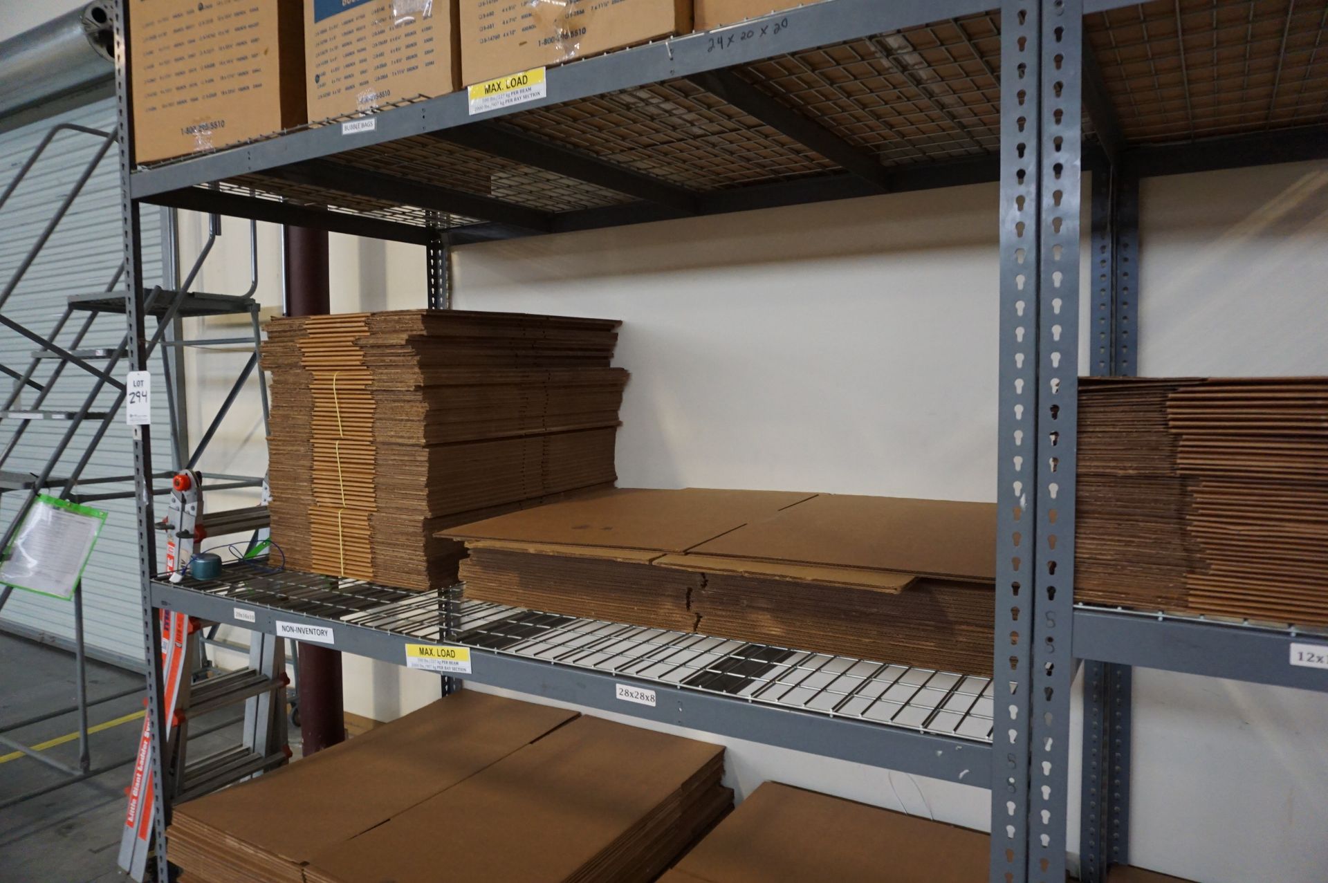 (2 SECTIONS) STEEL SHOP RACKS WITH MISC. SHIPPING SUPPLIES - Image 3 of 4