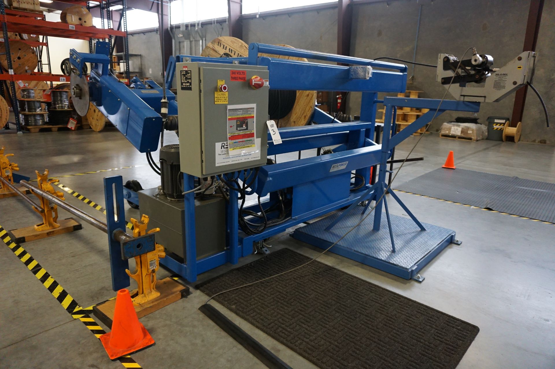 REELPOWER REEL COILING MACHINE, MODEL HJ8-015, S/N 62476-1-1, CAPACITY 8,000, WITH VARIED SIZE