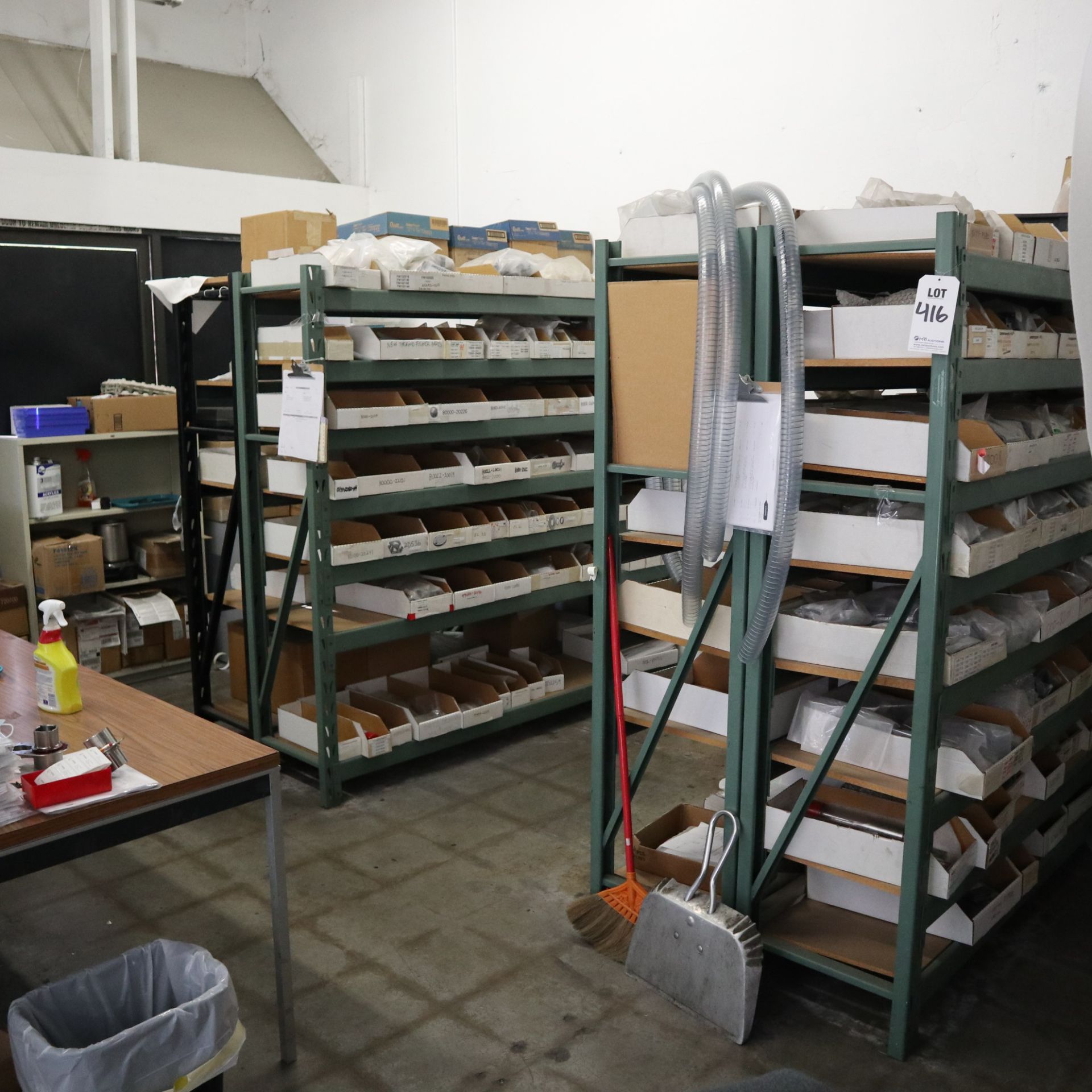 INVENTORY SECTION RACK LOT TO INCLUDE: (5) INVENTORY RACKS, (2) WORK TABLES, MISC. CABINETS *RACKS - Image 2 of 6