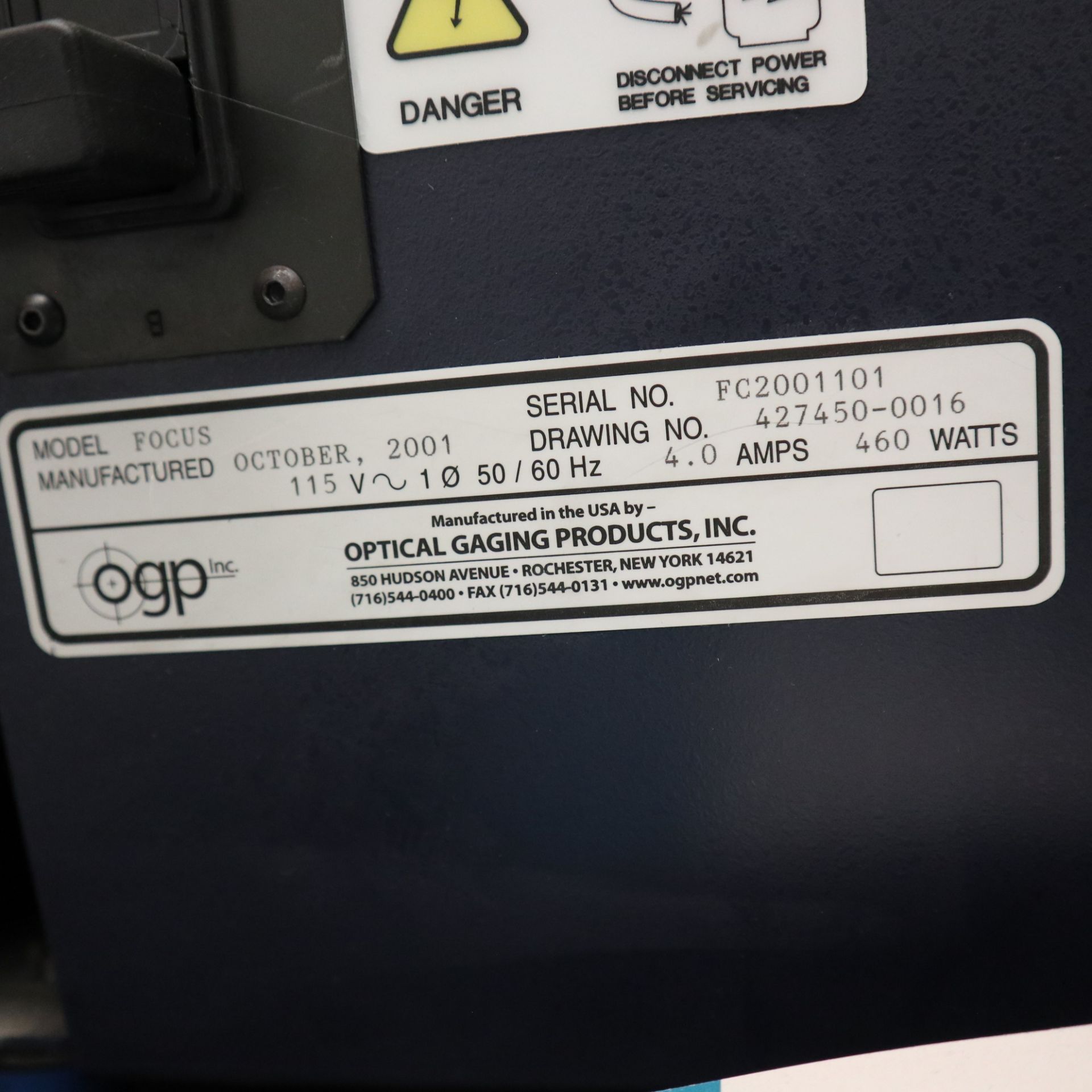 OPTICAL GAGING PRODUCTS FOCUS OPTICAL COMPARATOR, S/N FC2001101 - Image 4 of 4