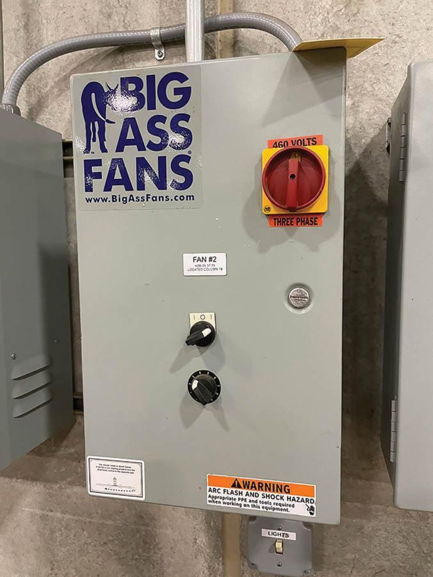 BIG ASS FAN #1, VARIABLE SPEED CONTROL, *LOCATED COLUMN 18* - Image 2 of 2