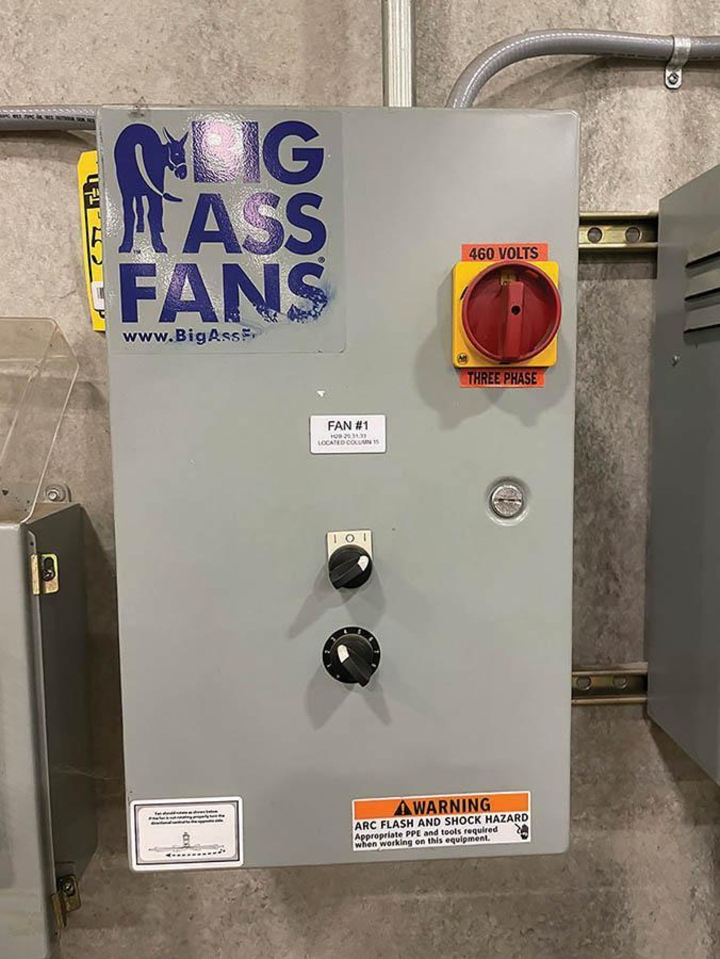 BIG ASS FAN #1, VARIABLE SPEED CONTROL, *LOCATED COLUMN 15* - Image 2 of 2