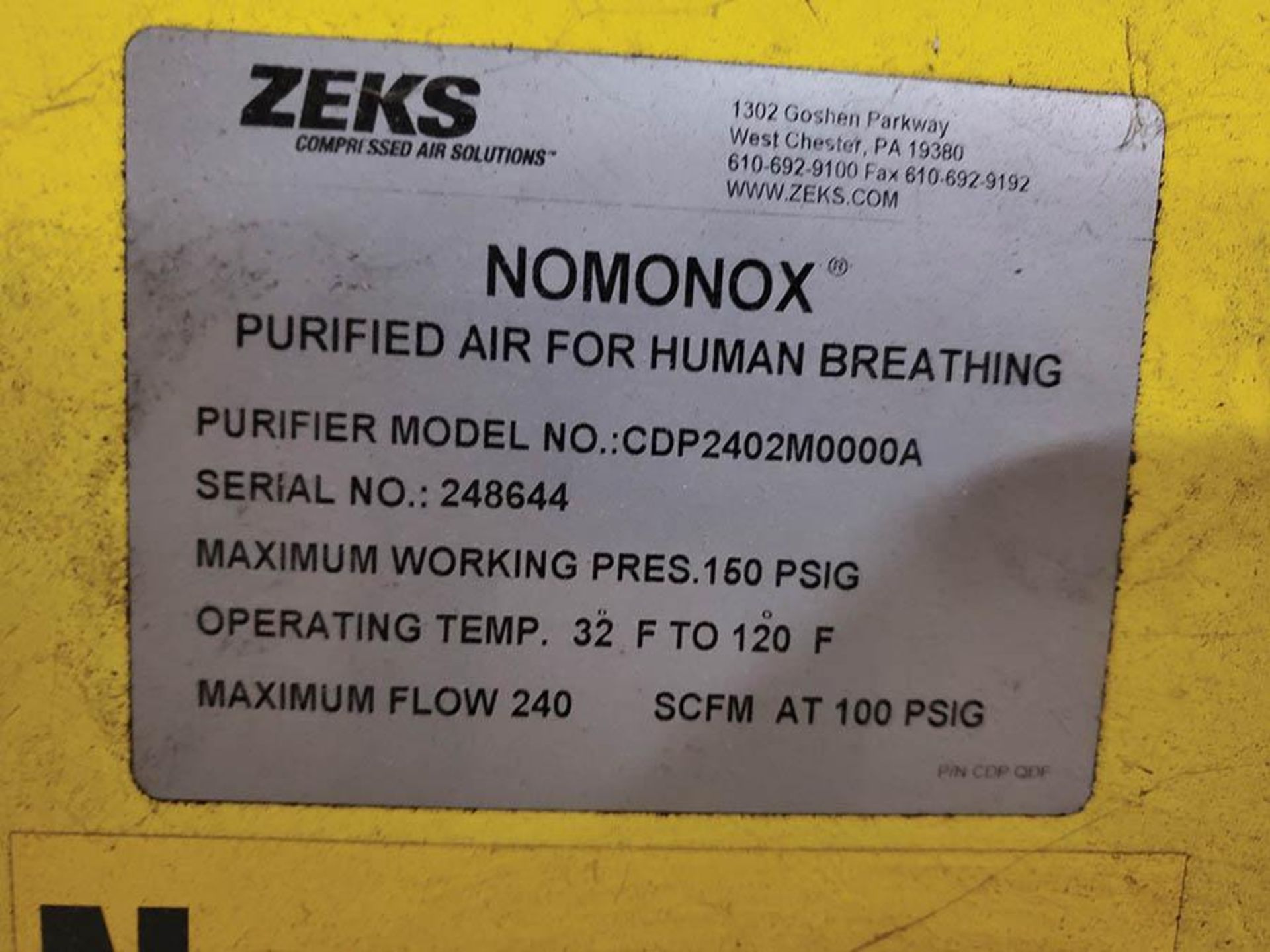 ZEKS NOMONOX BREATHING AIR PURIFIER, 150 PSIG, 240 SCFM @ 100 PSIG - Image 6 of 6