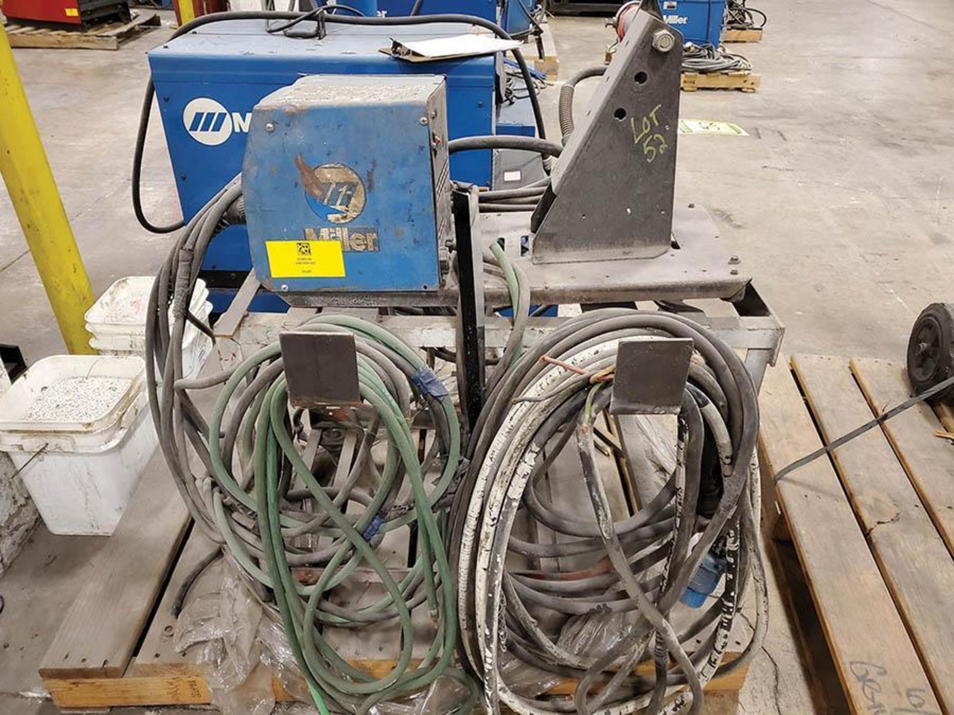 MILLER 60 SERIES 24V WIRE FEEDER WITH REEL ON ROLLING CART WITH GROUNDS, LEADS & HEAD - Image 2 of 4