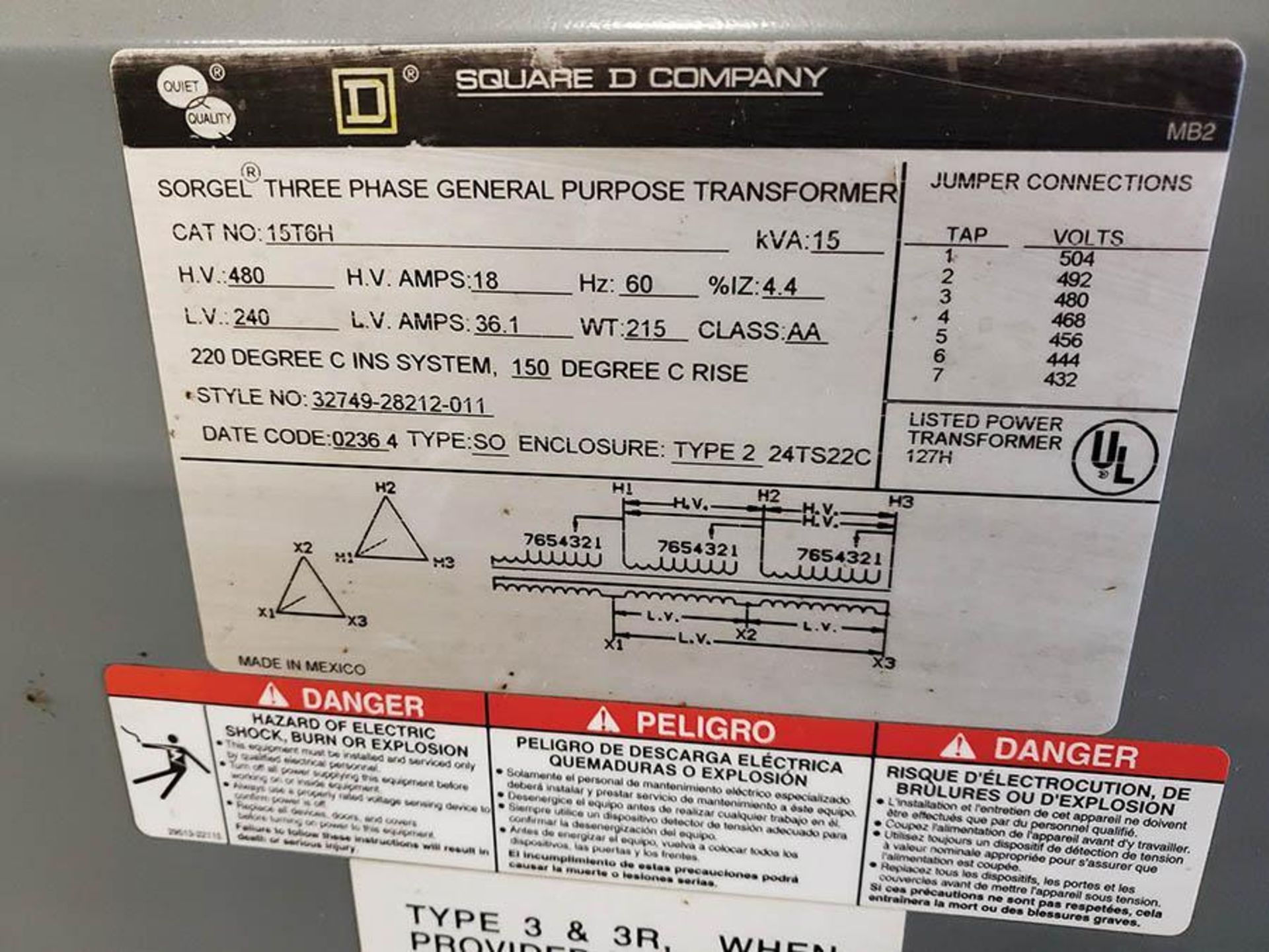 (2) 3 PHASE GENERAL PURPOSE TRANSFORMERS, 15 KVA - Image 5 of 5