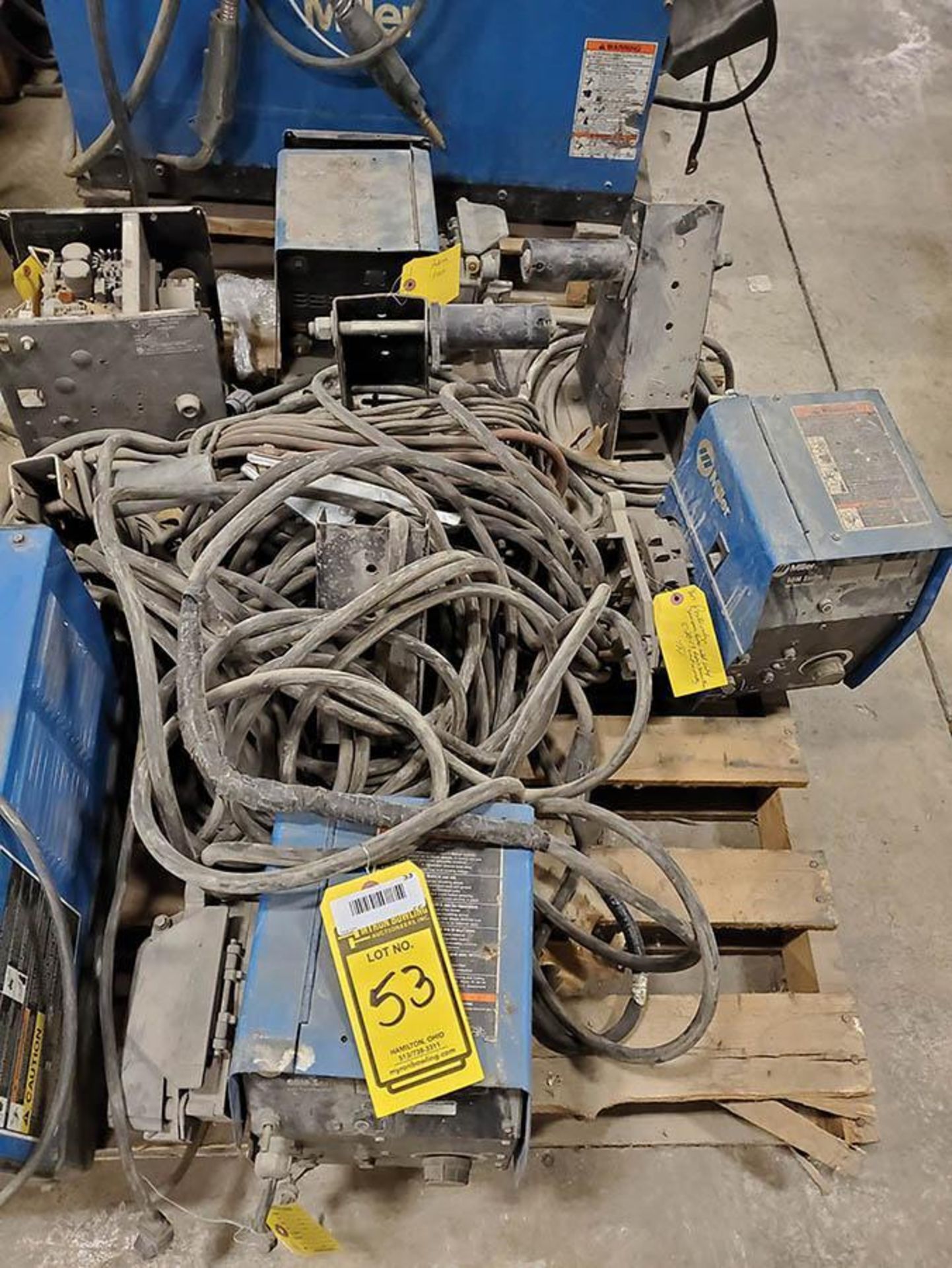 (4) MILLER 60 SERIES WIRE FEEDERS WITH REELS AND LEAD WIRE AND GROUNDS