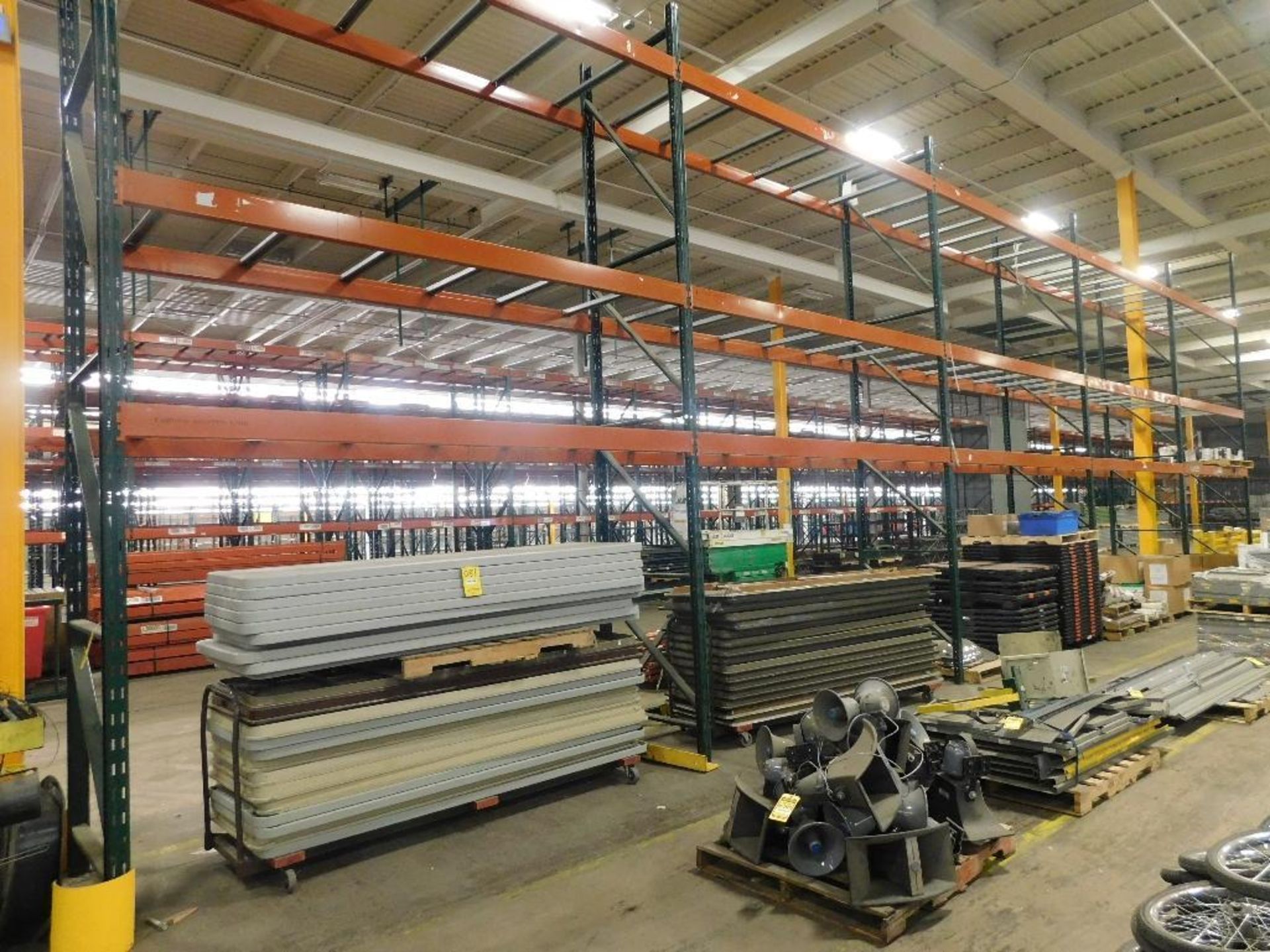 (5X) SECTIONS OF RIDG-U-RAK PALLET RACKING, (2) 20 FT. UPRIGHTS, (4) 17 FT. 4 IN. UPRIGHTS, (30) 5 1