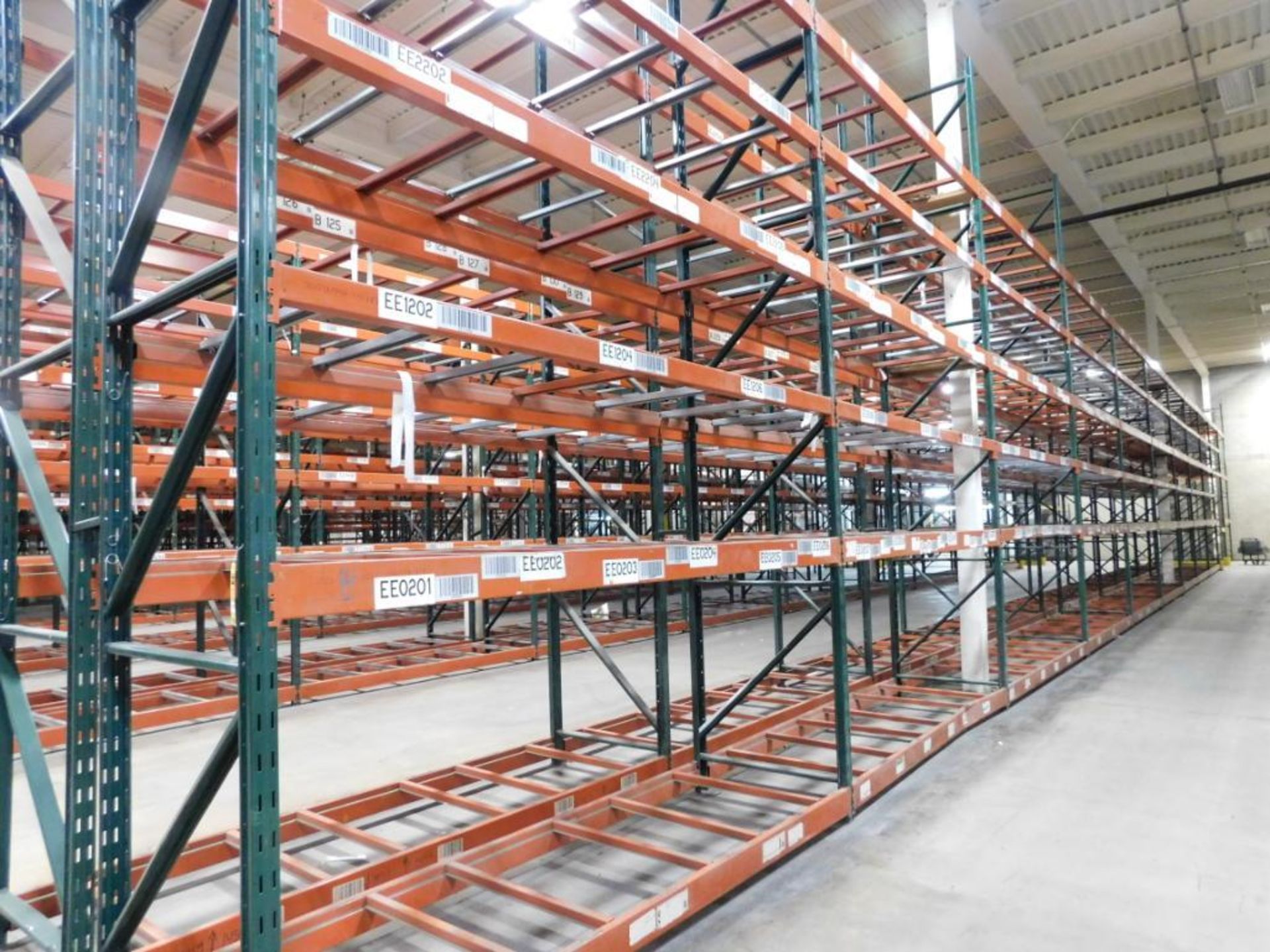 (22X) SECTIONS OF RIDG-U-RAK PALLET RACKING, (10) 20 FT. UPRIGHTS, (14) 16 FT. UPRIGHTS, (164) 5 1/2